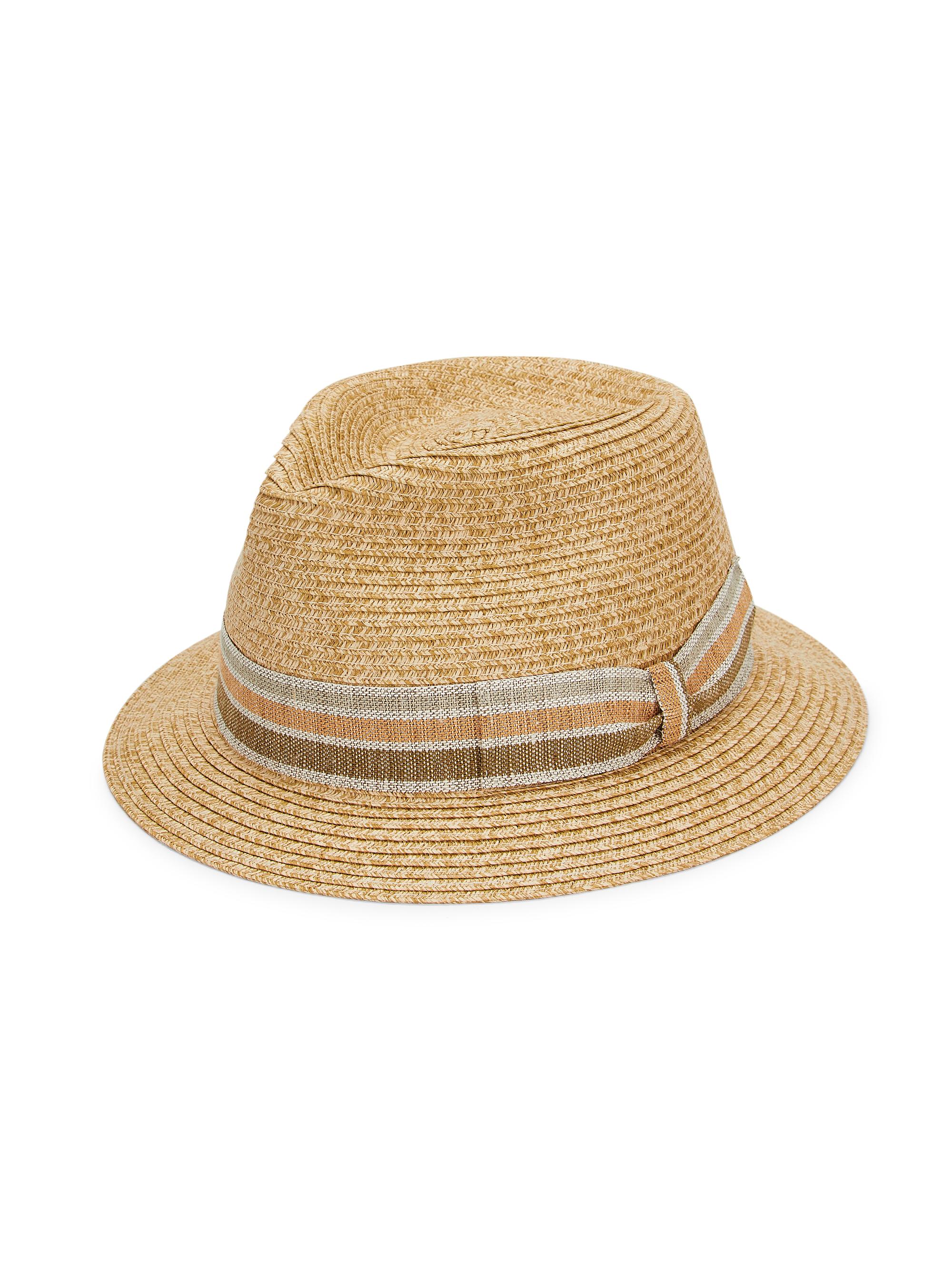 Saks Fifth Avenue Men's COLLECTION Stripe Straw Fedora - Curry