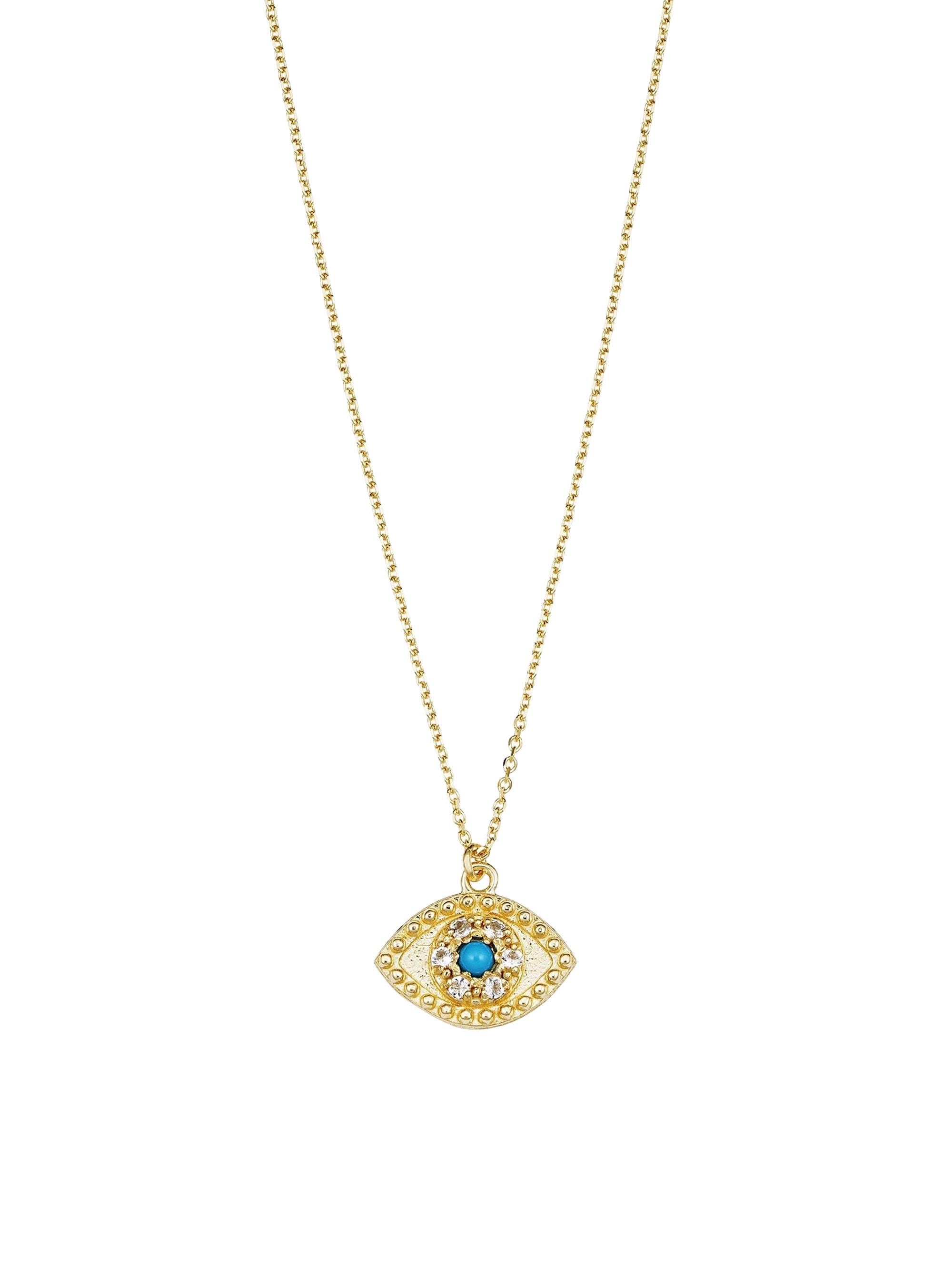 Oradina Women's 14K Yellow Gold, Turquoise Evil Eye Pendant - Yellow Gold