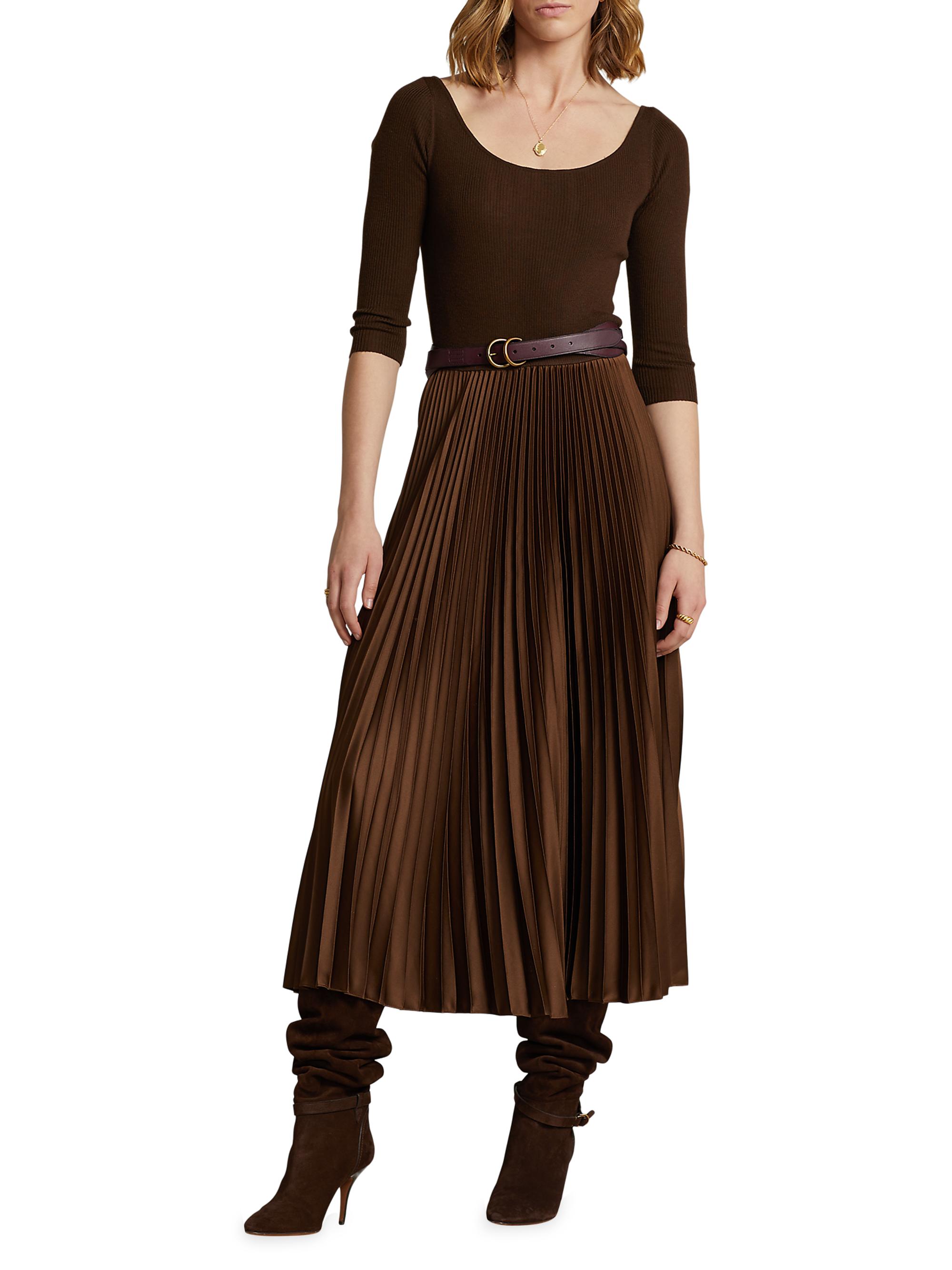 Polo Ralph Lauren Knit Pleated Midi-Dress | Saks Fifth Avenue