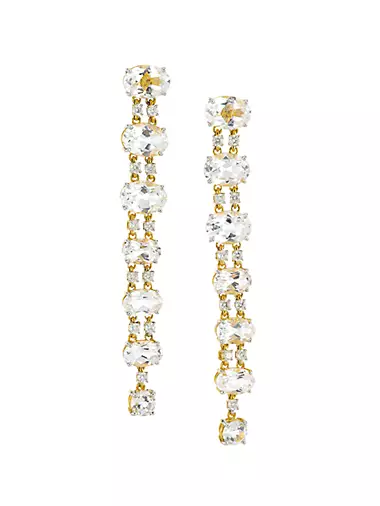 14K Yellow Gold, White Topaz & 0.41 TCW Diamond Drop Earrings