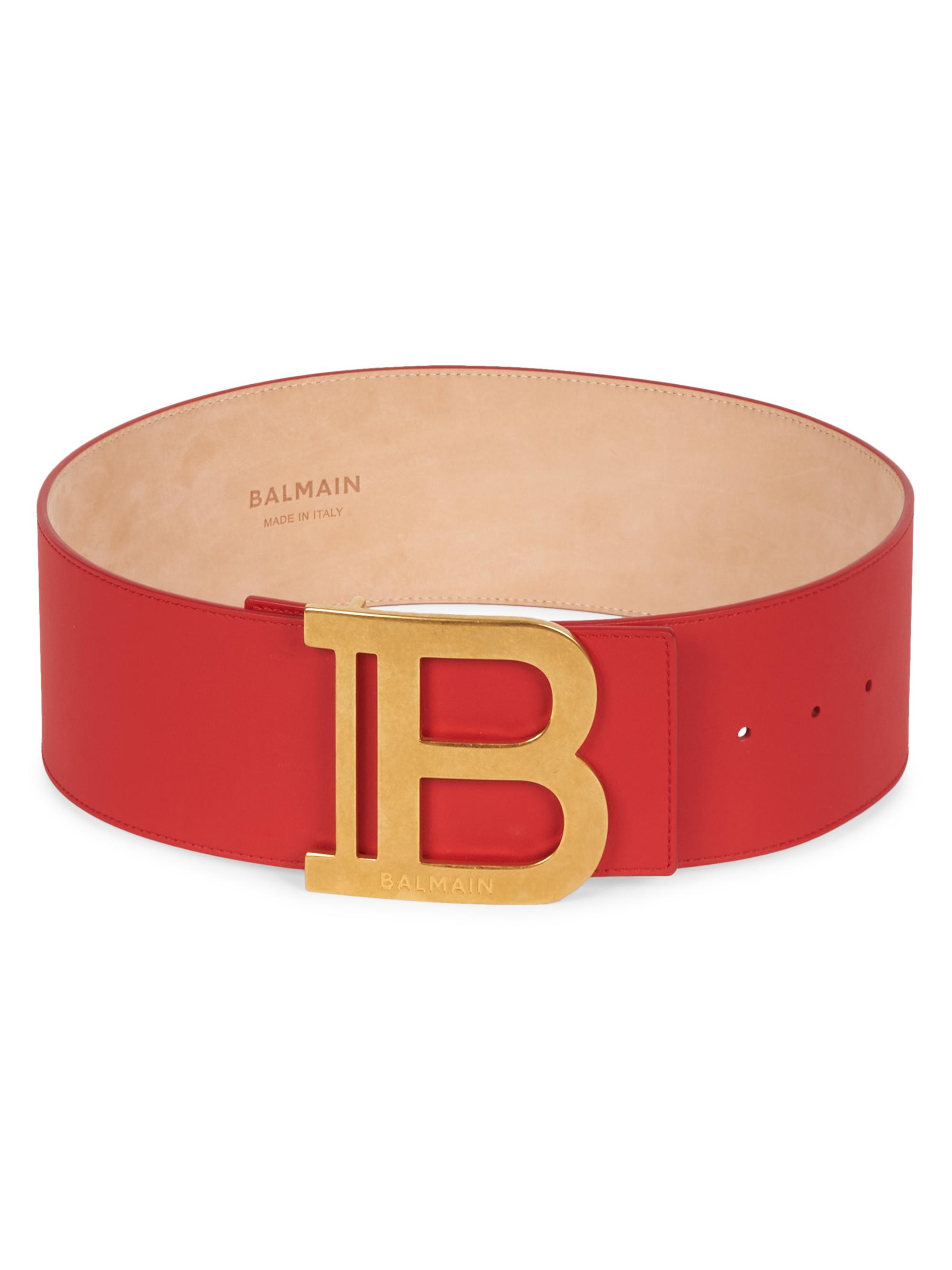Balmain Women's B-Buckle Leather Belt - Rouge