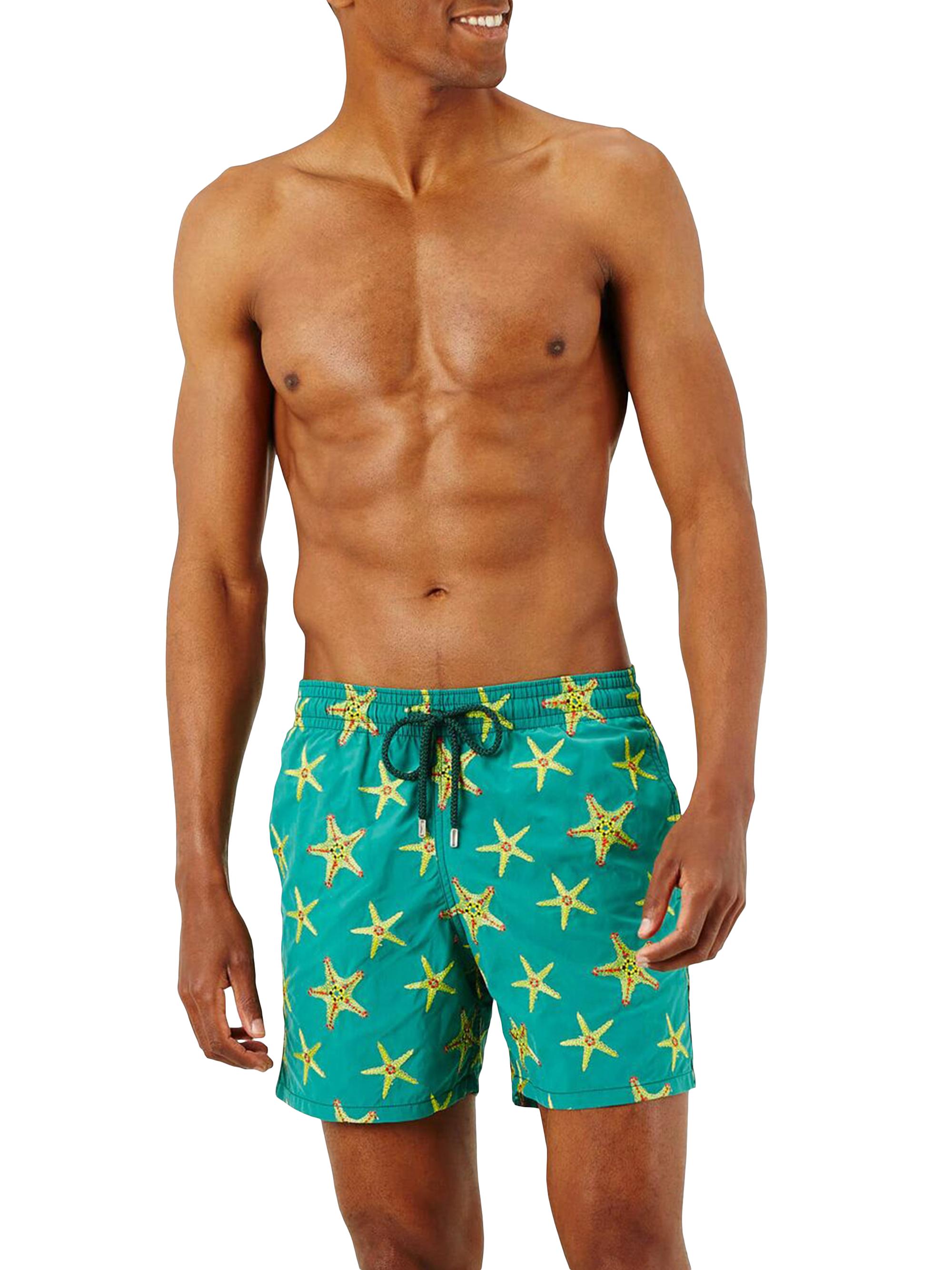 Vilebrequin Men's Starfish Embroidered Swim Shorts - Tilleul