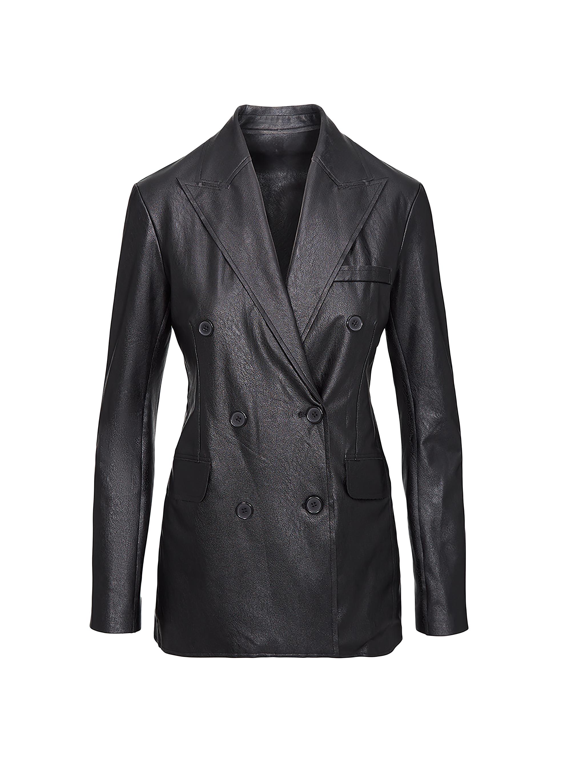 Commando Women's Faux Leather Double-Breasted Blazer - Black