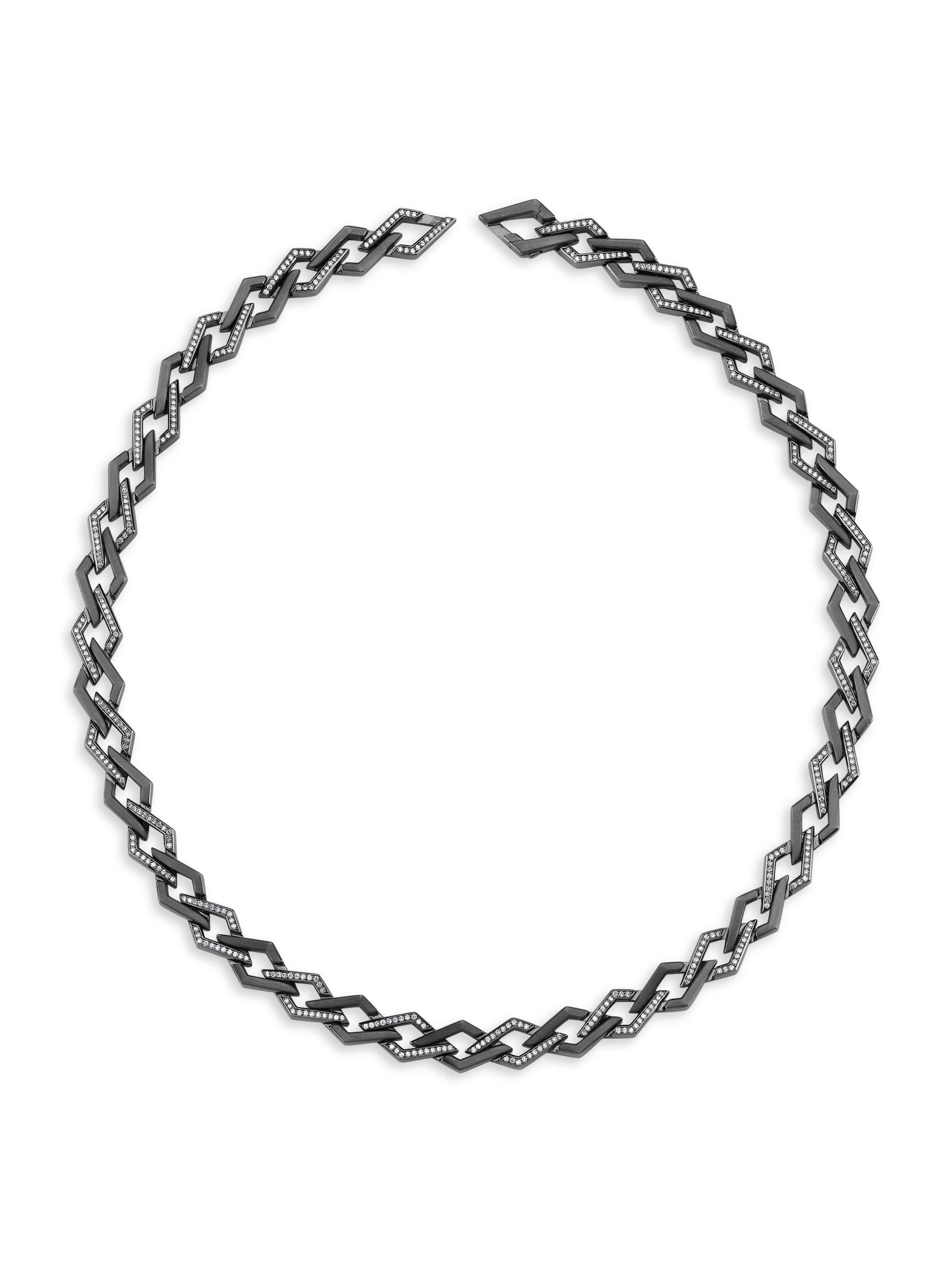 Ascher Women's Luminescence Tidal Pull Black Rhodium-Plate & Diamond Necklace - Black