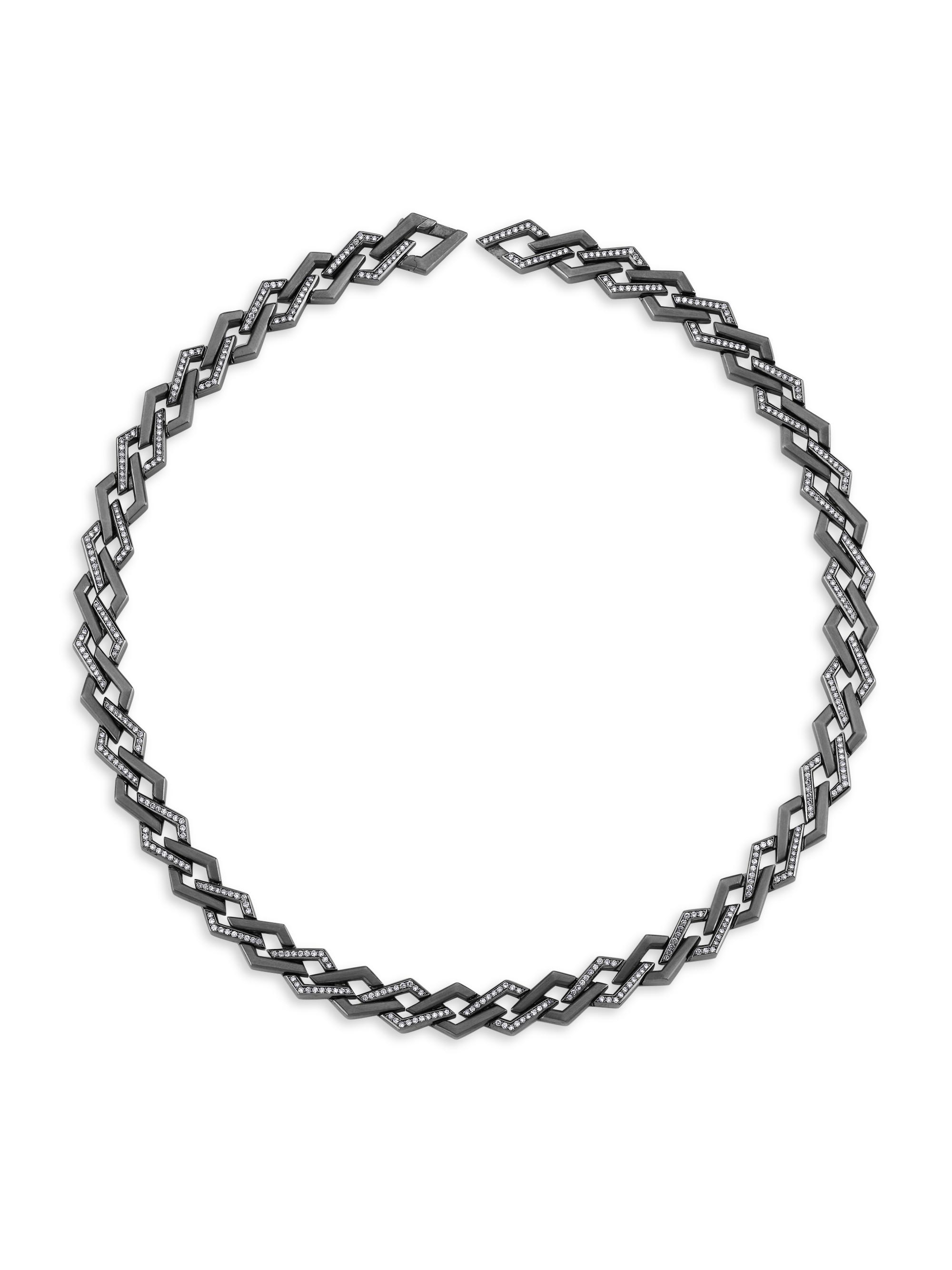 Ascher Women's Luminescence Black Rhodium-Plate & Diamond Tidal Pull Choker - Black