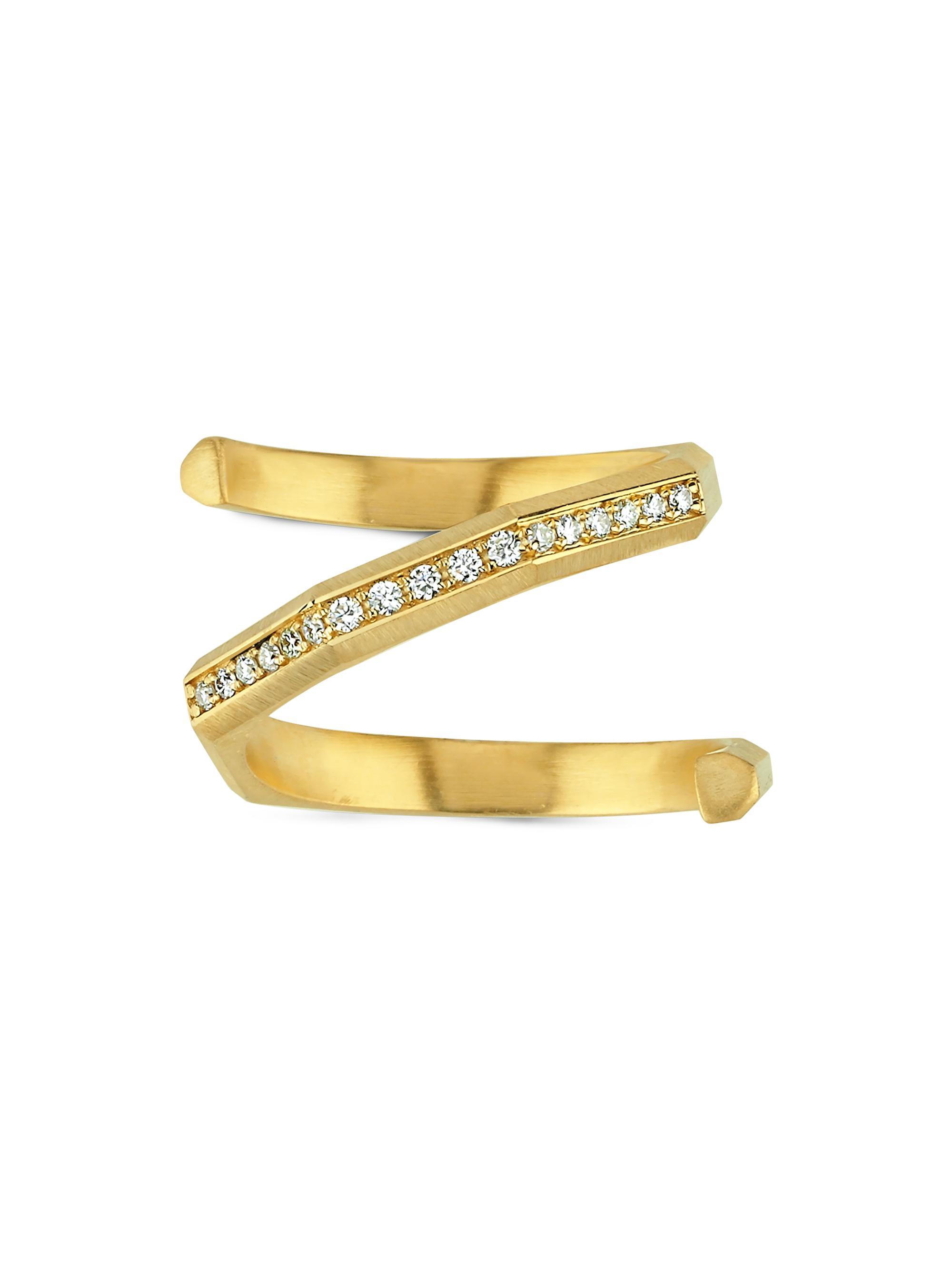 Ascher Women's Luminescence 18K Gold & Diamond Brushed Hypnosis Ring - Yellow Gold