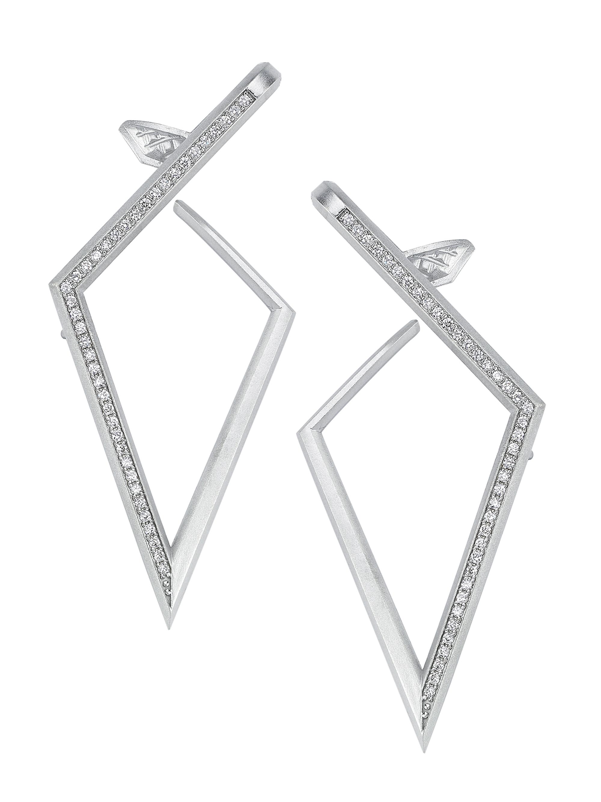 Ascher Women's Luminescence 18K White Gold & Diamond Trident Earrings - White Gold
