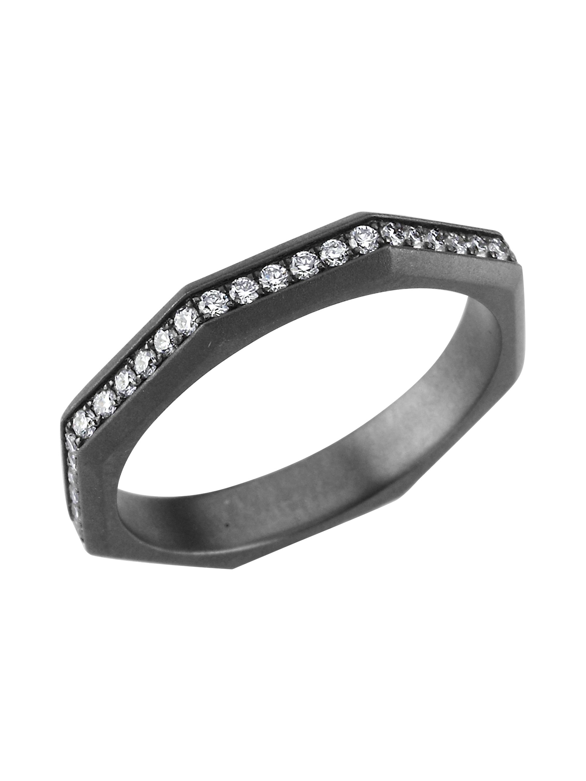 Ascher Women's Luminescence Black Rhodium-Plate & Diamond Brushed Celestial Ring - Black