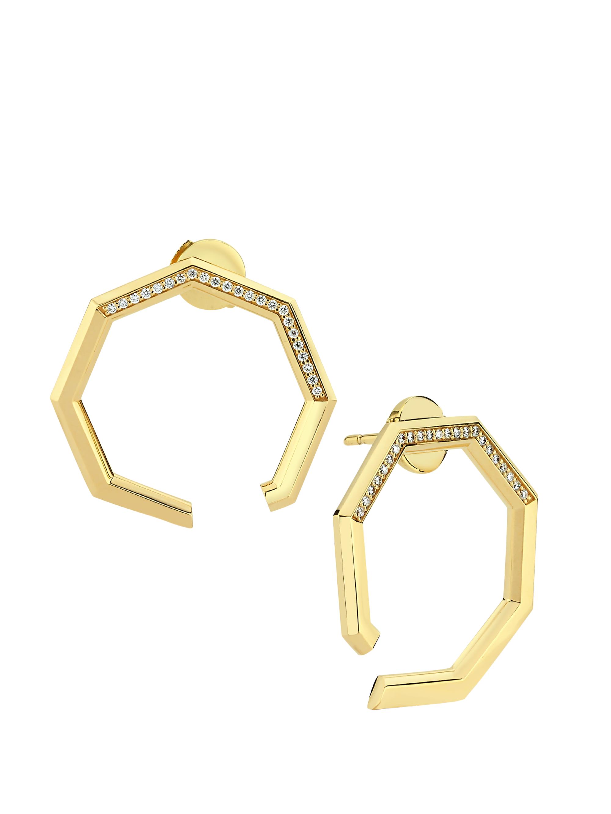Ascher Women's Luminescence 18K Gold & Diamond Eclipse Earrings - Yellow Gold
