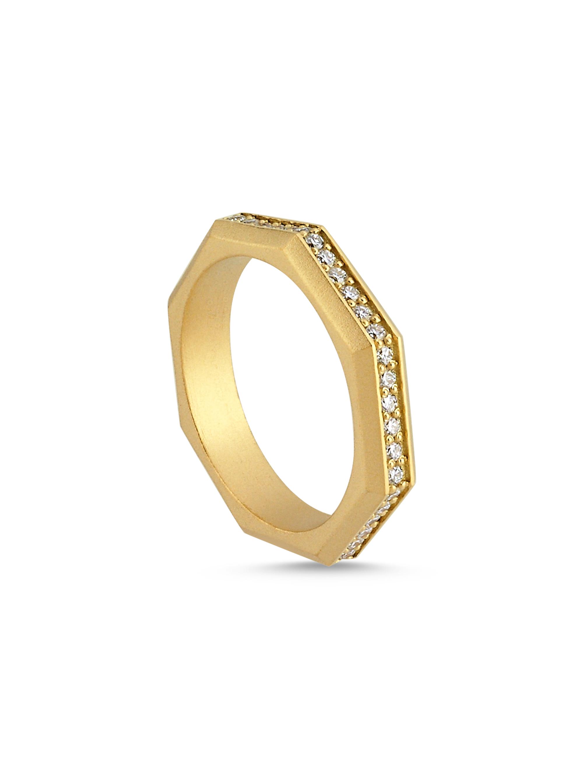 Ascher Women's Luminescence 18K Gold & Diamond Brushed Celestial Ring - Yellow Gold