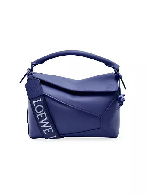 Loewe Navy Leather Puzzle Bag in Blue