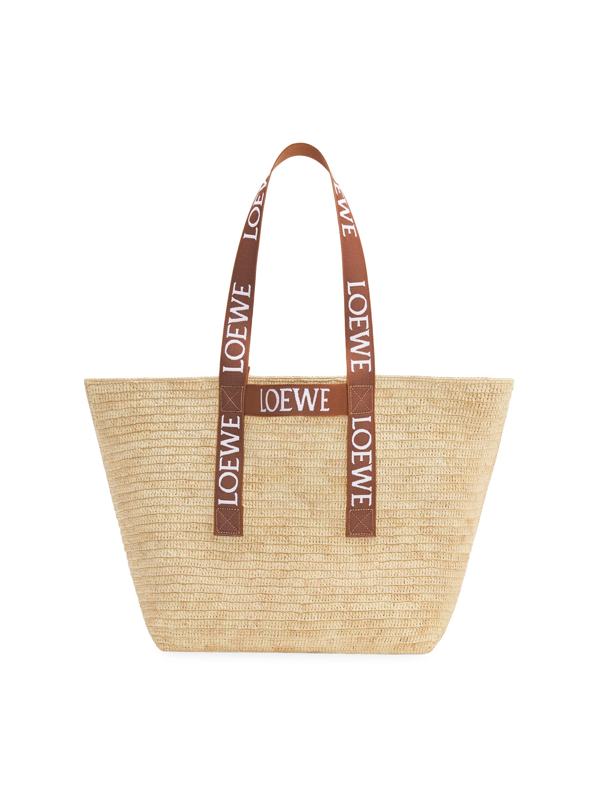 LOEWE Women's Fold Logo-Handle Raffia Shopper - Natural Tan