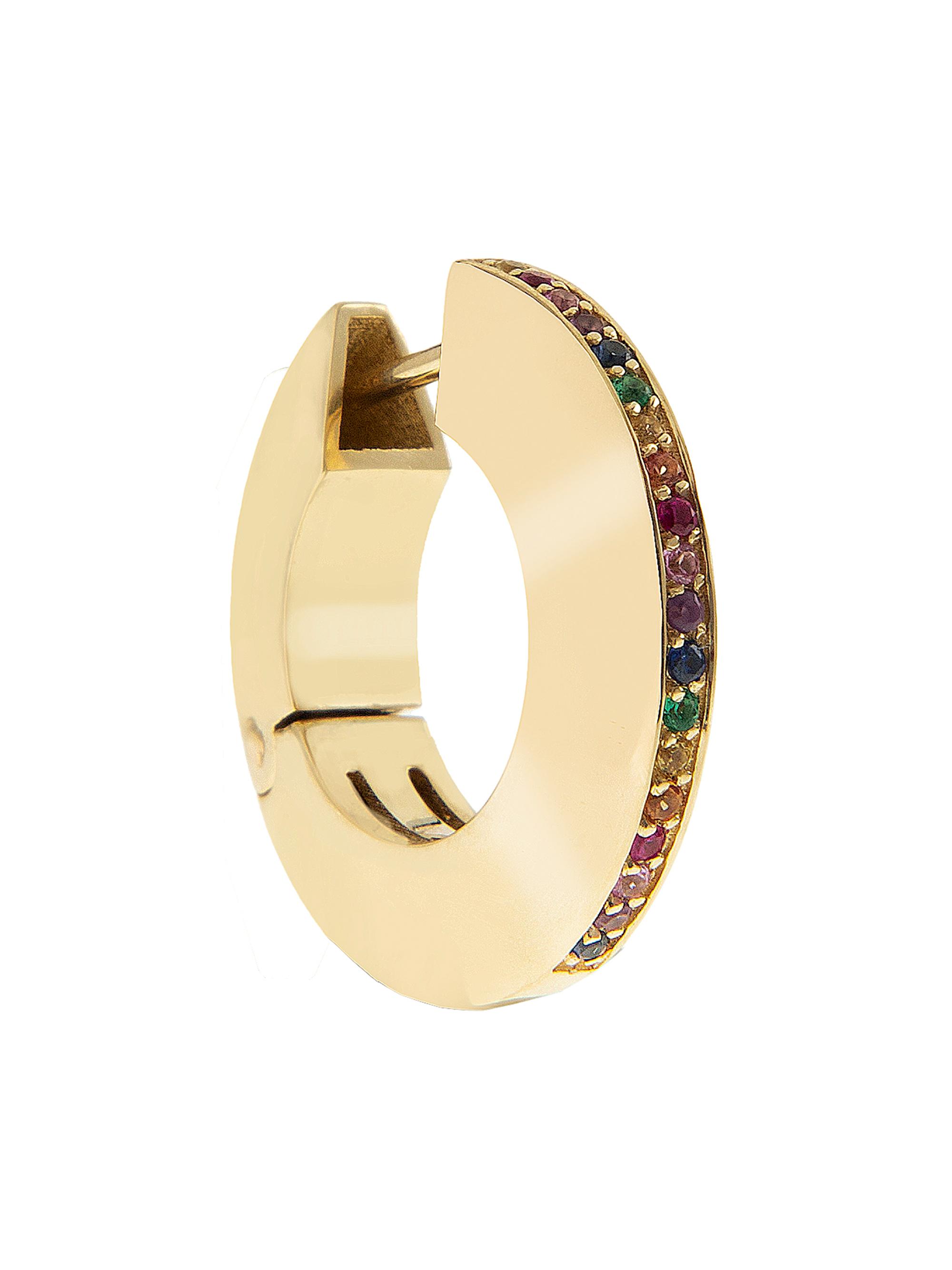 Charms Company Women's Spin Me Round 14K Yellow Gold & Rainbow Sapphire Single Hoop Earring - Yellow Gold