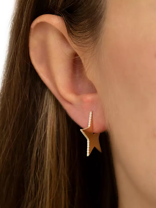 14K Gold Safety Pin Stud Earring Single Flat Back Stud Earring / 14K White Gold