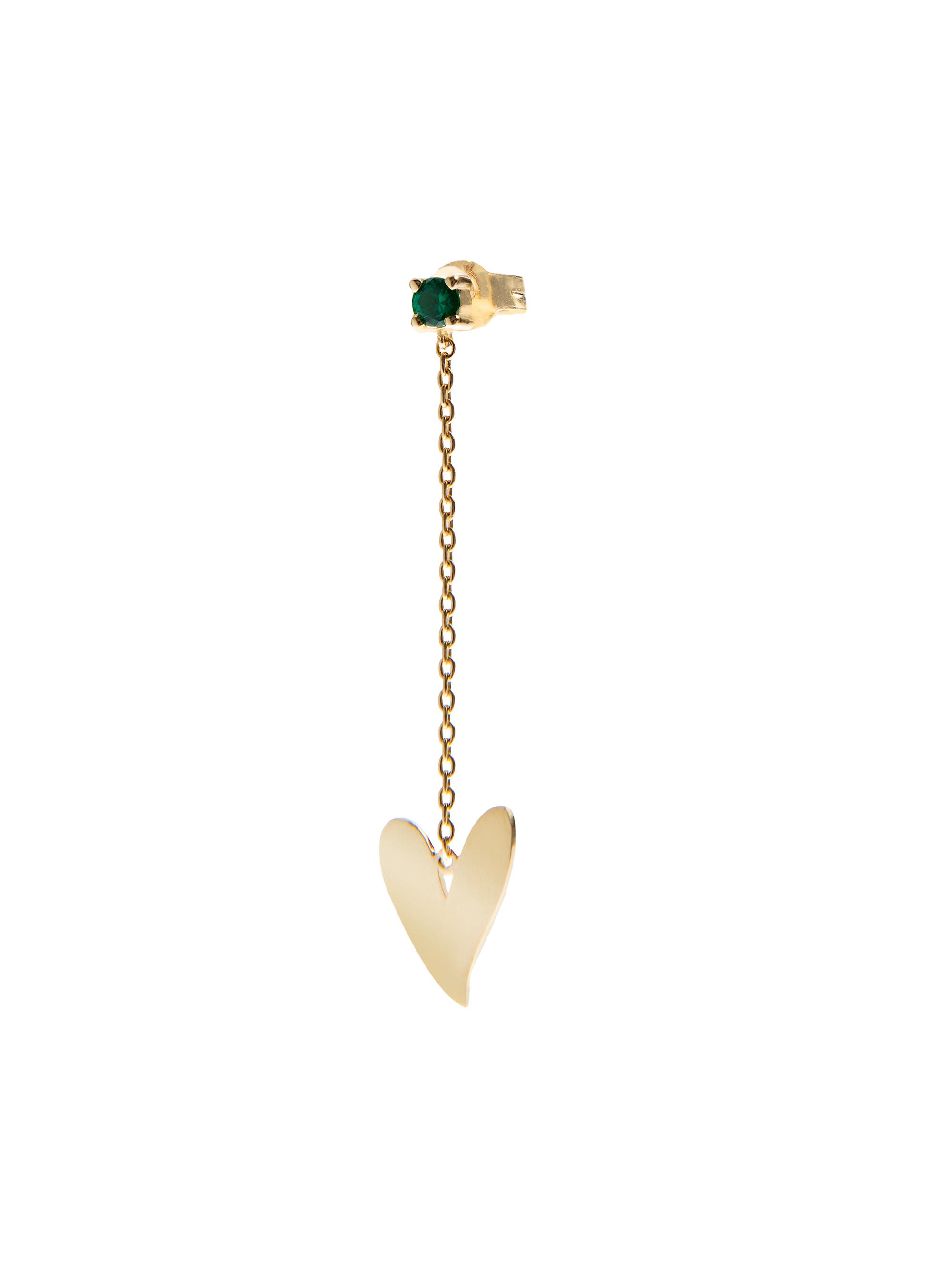 Charms Company Women's Be Mine 14K Yellow Gold & Tsavorite Single Heart Drop Earring - Yellow Gold