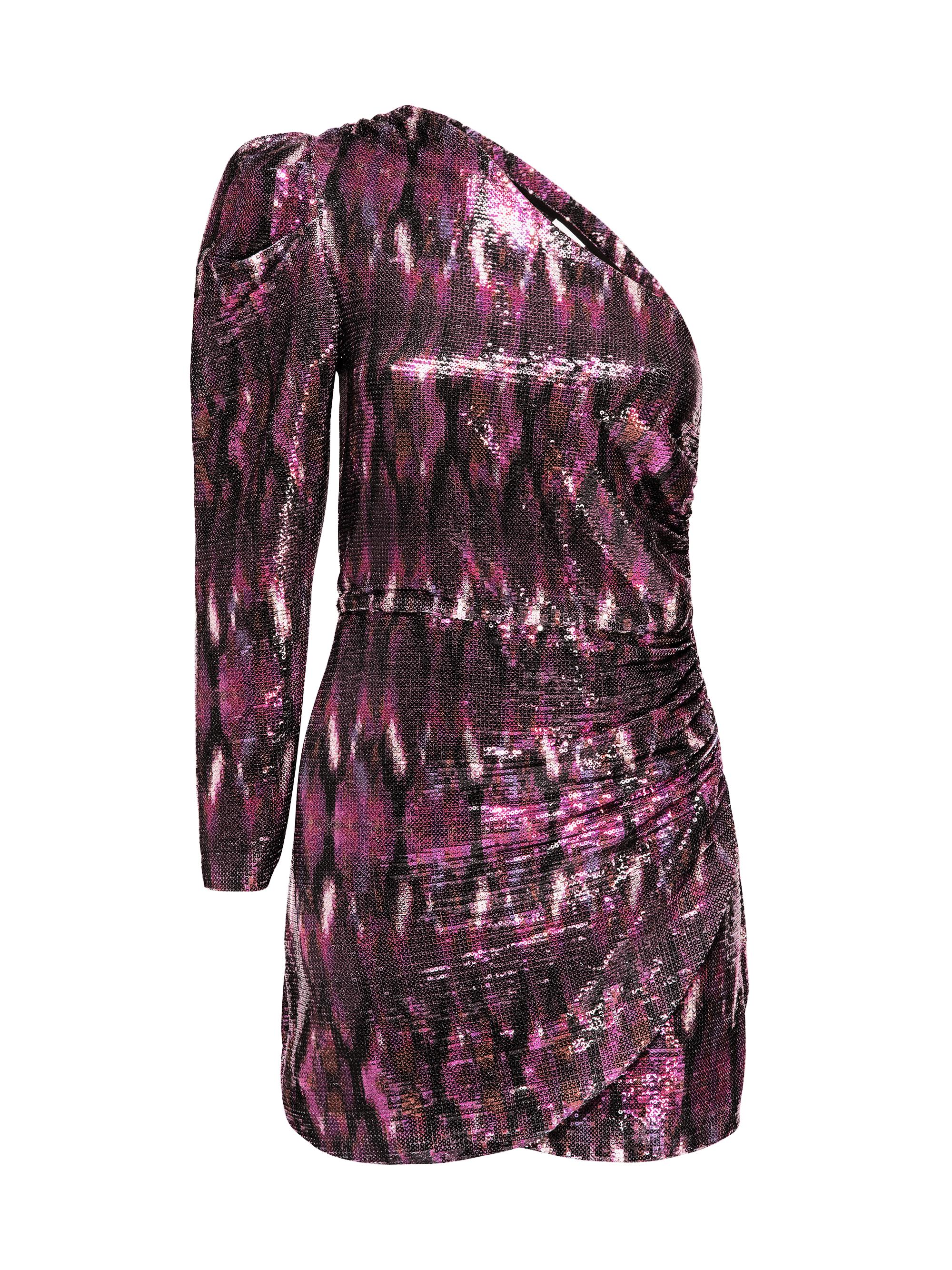 Misa Los Angeles Women's Nova One-Shoulder Sequin Minidress - Fuschia Ikat Sequin