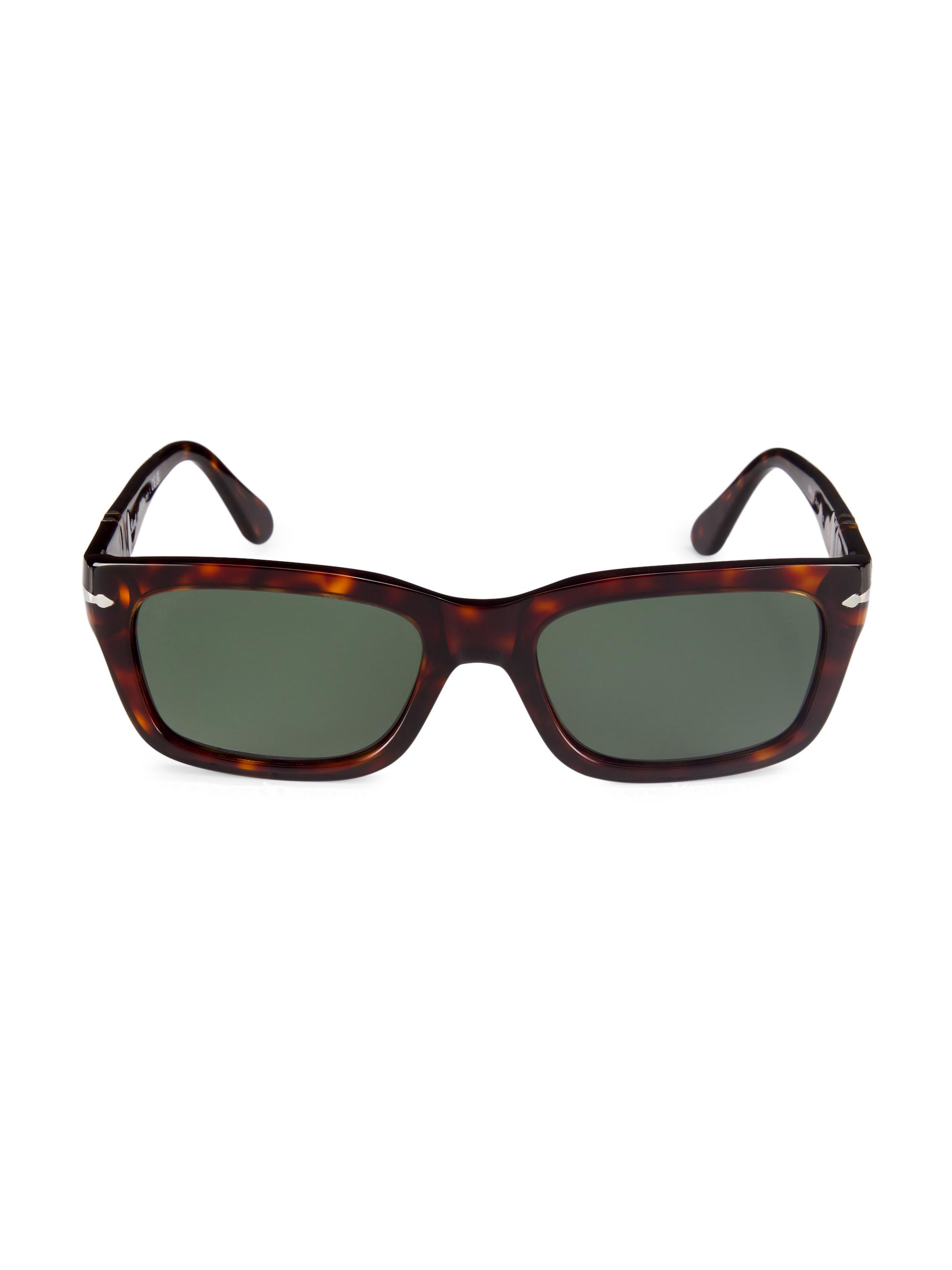 Persol Men's 57MM Rectangular Tortoiseshell Sunglasses - Havana