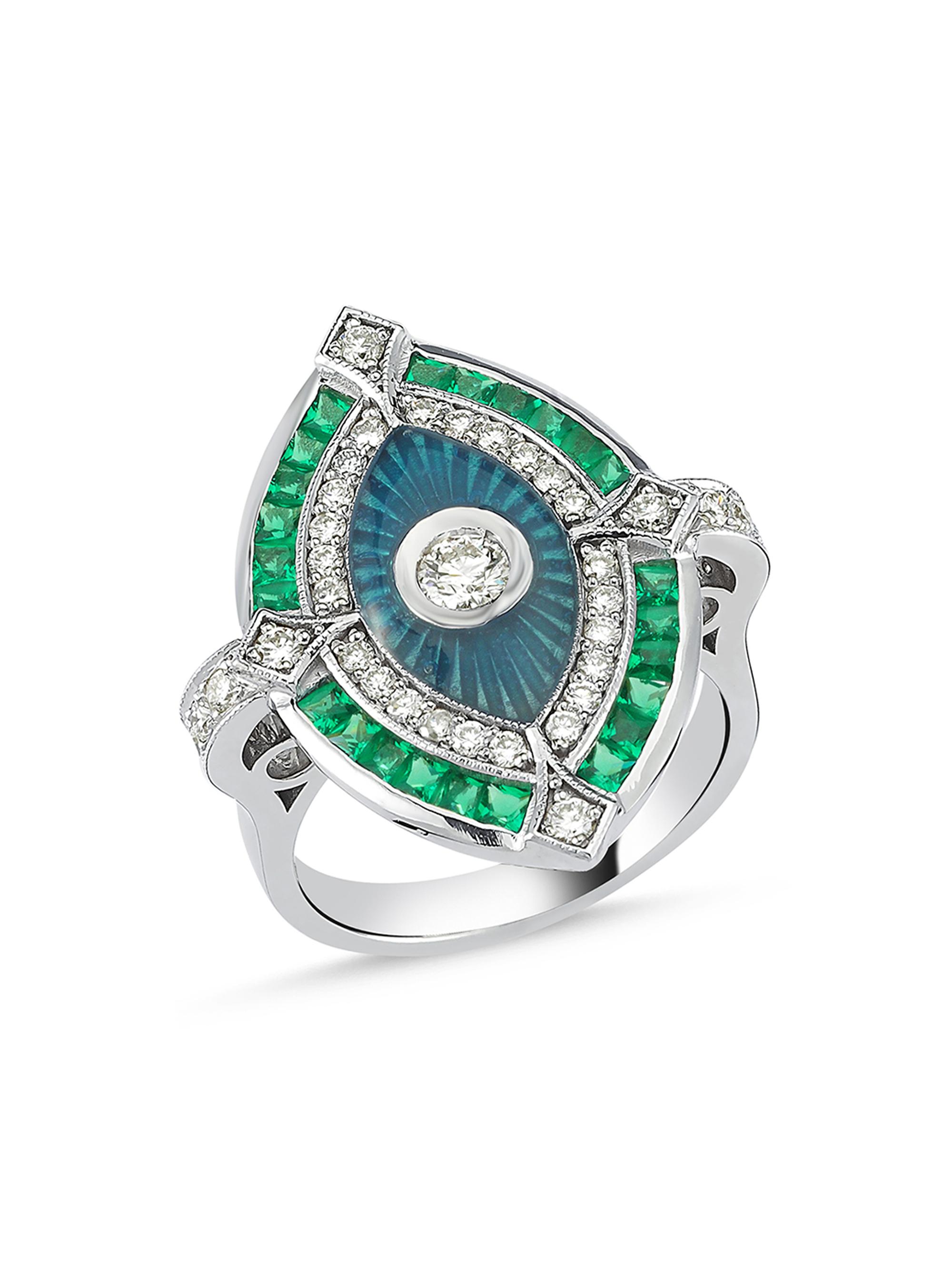 Melis Goral Women's Guardian 14K White Gold, Diamond & Tsavorite Ring - Green