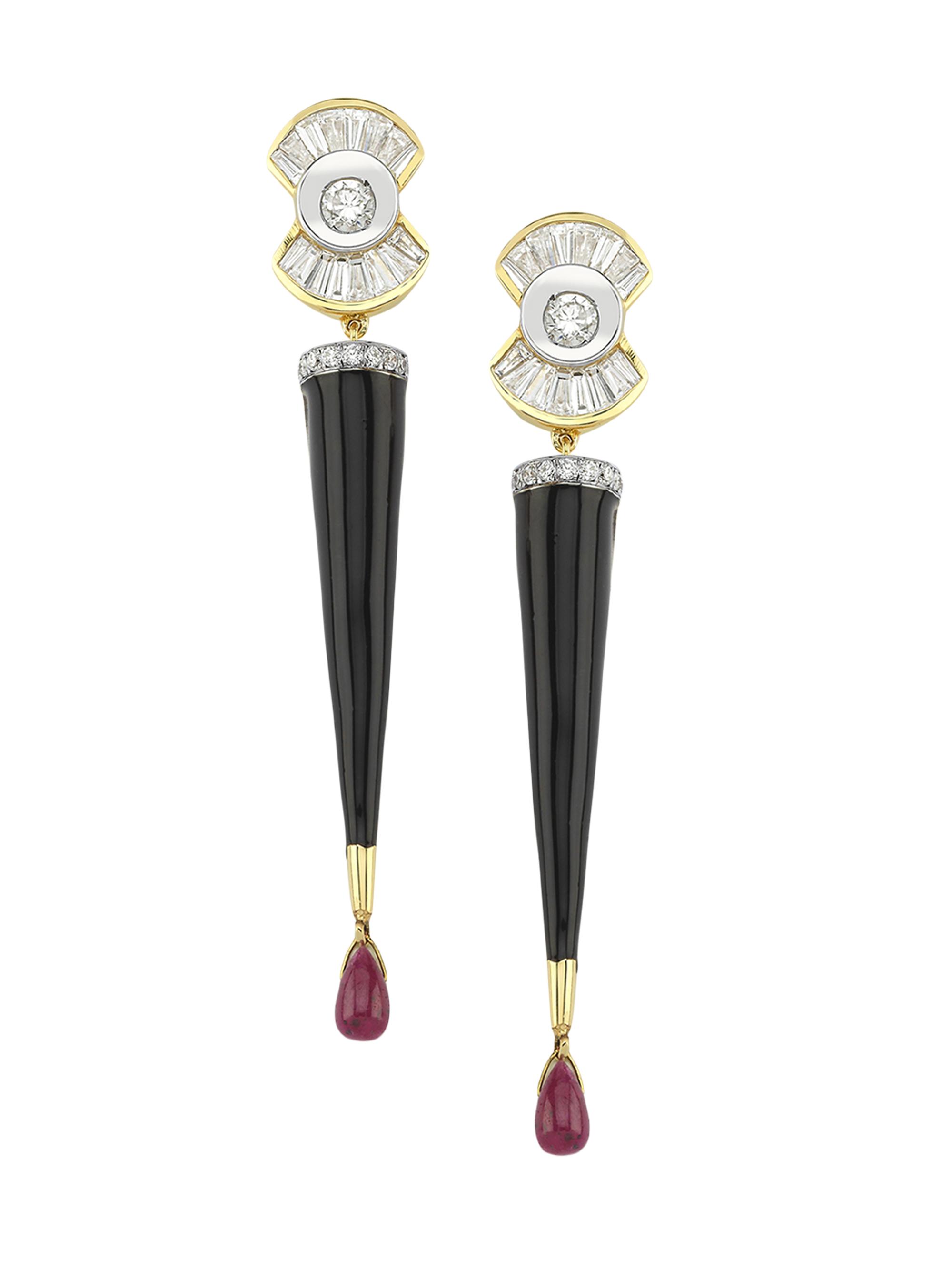 Melis Goral Women's Reflection 14K Gold, Diamond & Ruby Drop Earrings - Red