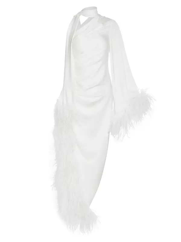 Patbo Feather Trim Oscar Dress White / 0