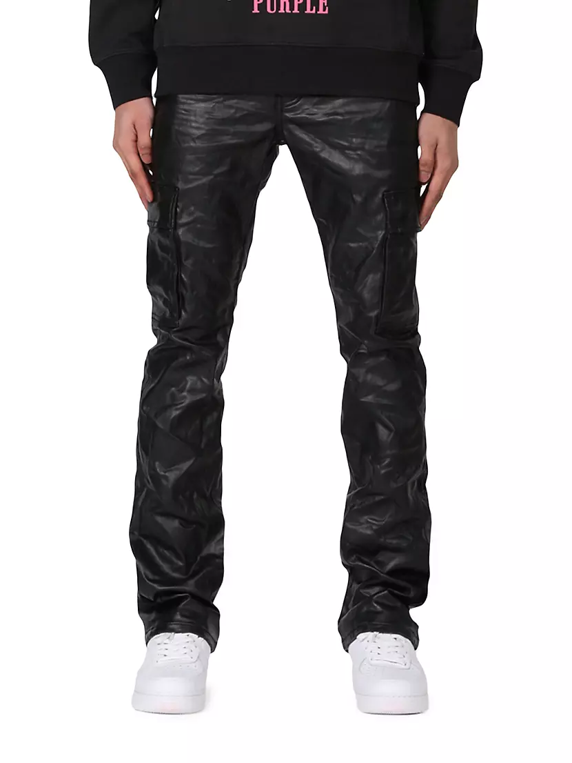 Hardest Faux Leather Cargo Pants - Black