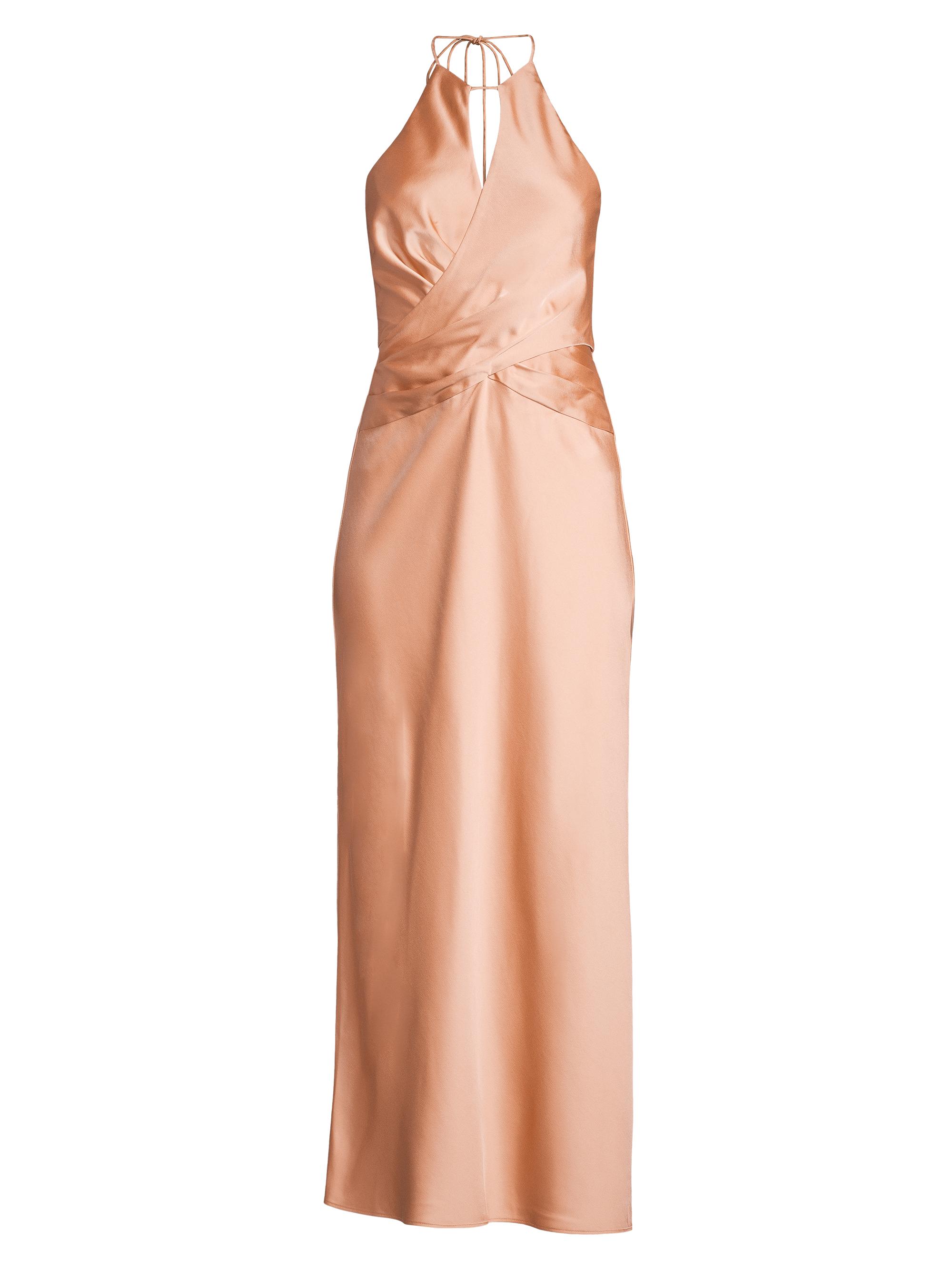 Significant Other Women's Alix Satin Halter Crossover Midi-Dress - Caramel