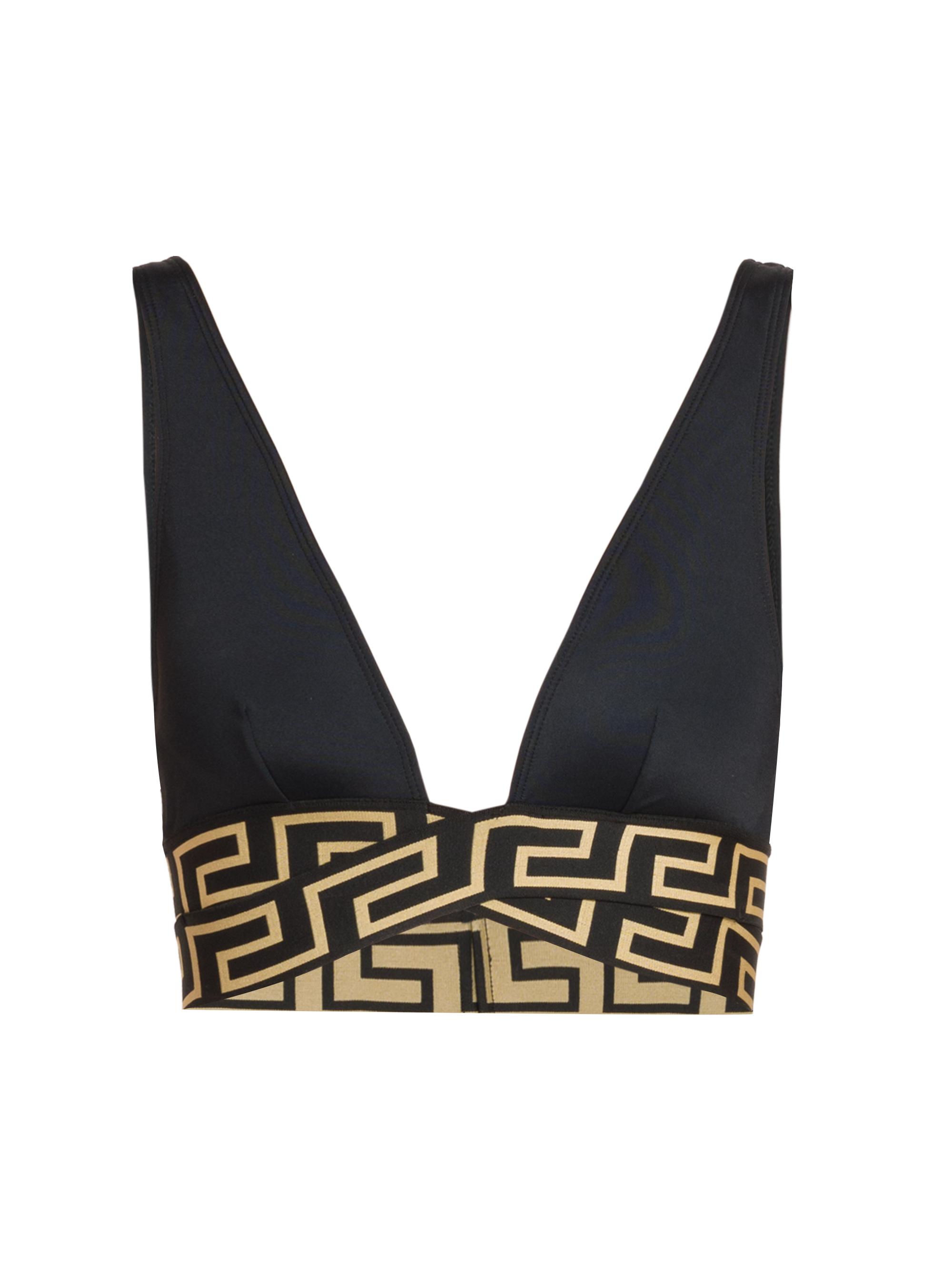 Versace Women's Greca Triangle Bikini Top - Black