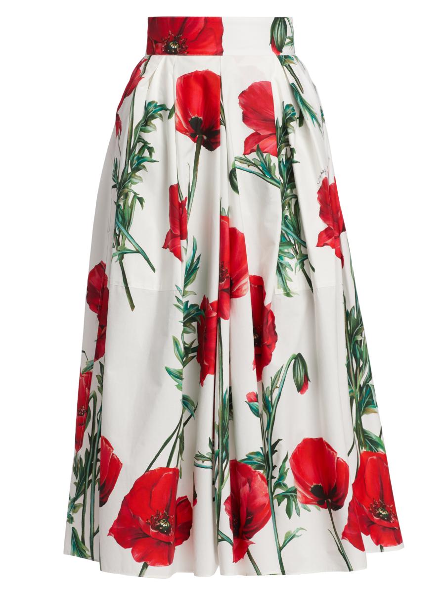 Dolce&Gabbana Poppy Print Midi-Skirt | Saks Fifth Avenue