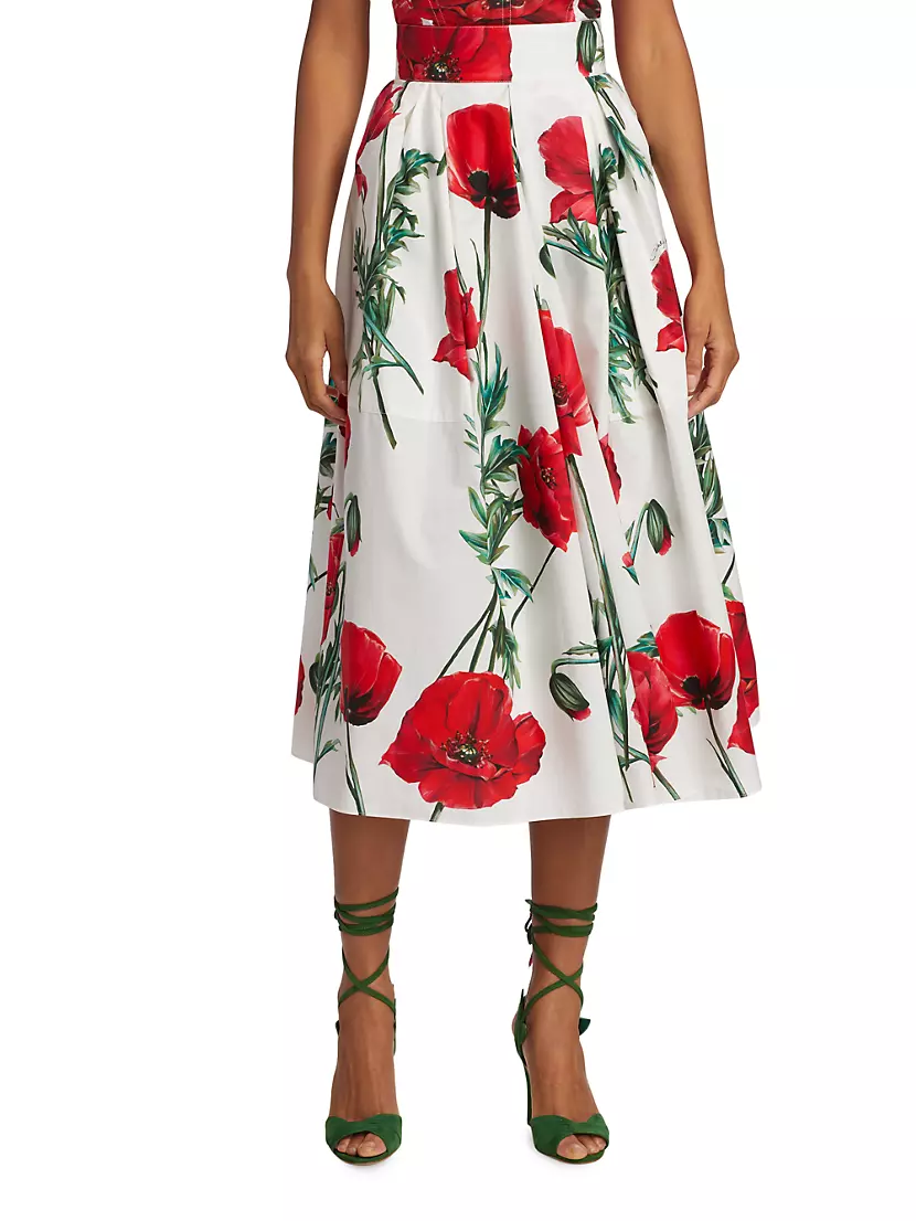 Shop Dolce&Gabbana Poppy Print Midi-Skirt | Saks Fifth Avenue Shop Dolce&Gabbana Poppy Print Midi-Skirt | Saks Fifth Avenue