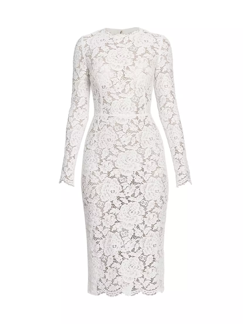 Floral-Lace Long-Sleeve Dress