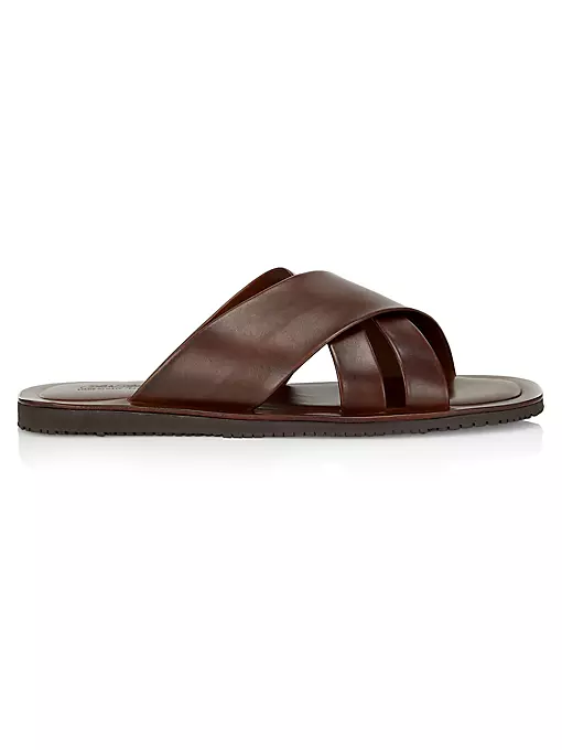 Saks Fifth Avenue - COLLECTION Leather Crisscross Slides