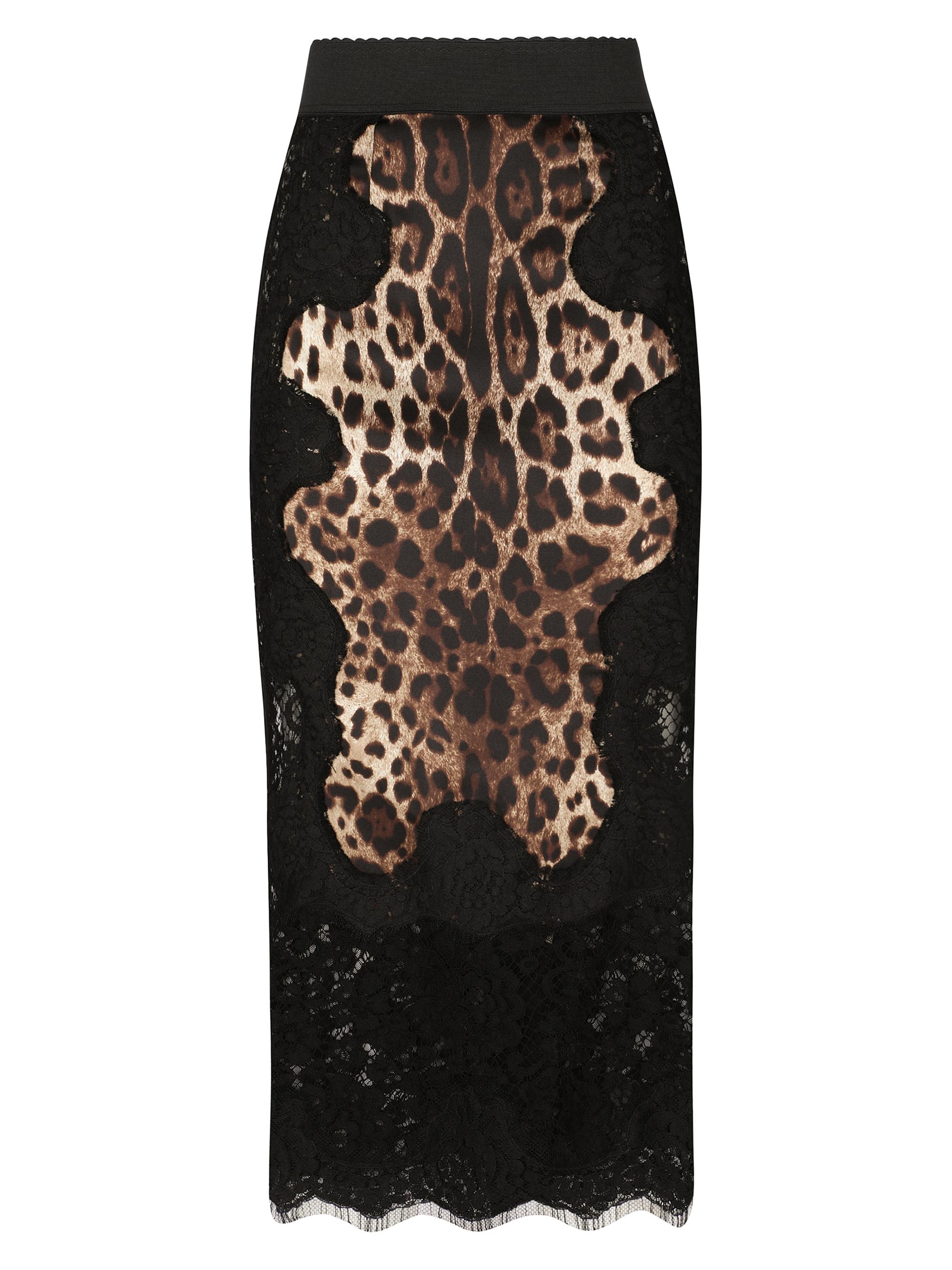 Dolce & Gabbana Women's Lace Leopard-Print Patch Midi-Skirt - Leo New