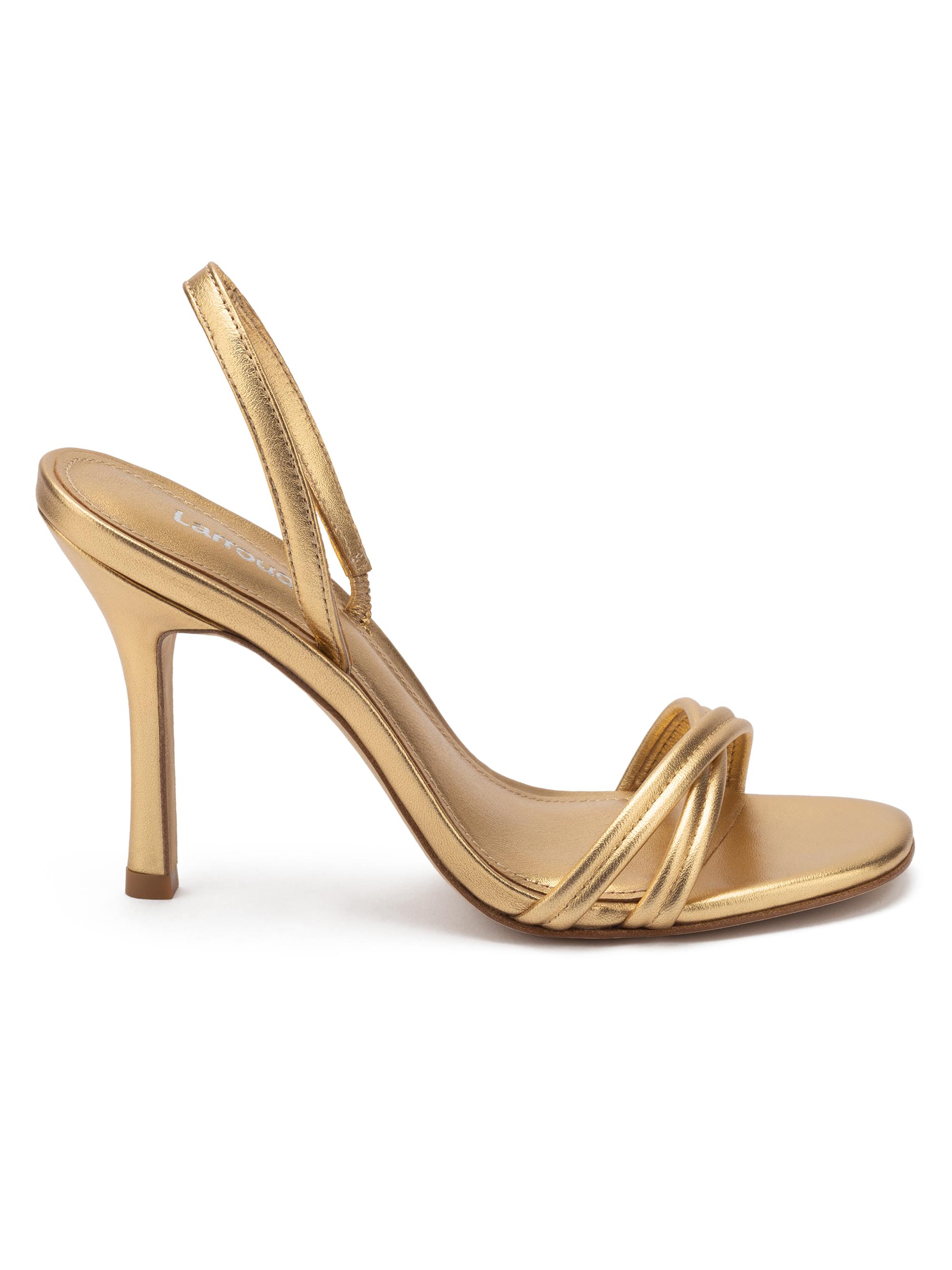 Larroudé Women's Annie Metallic Leather Slingback Sandals - Gold