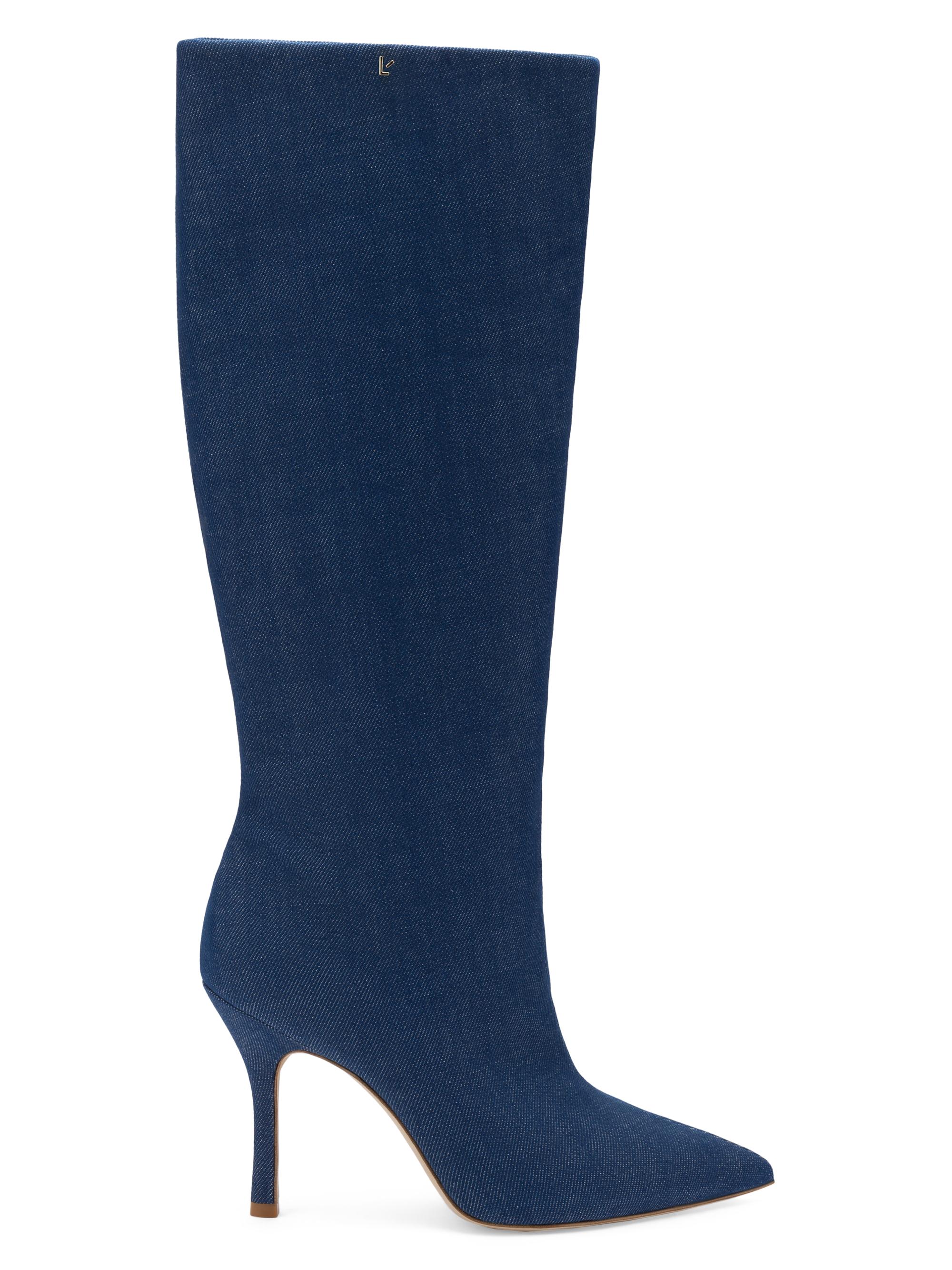 Larroudé Women's Kate Denim High-Heel Boot - Blue