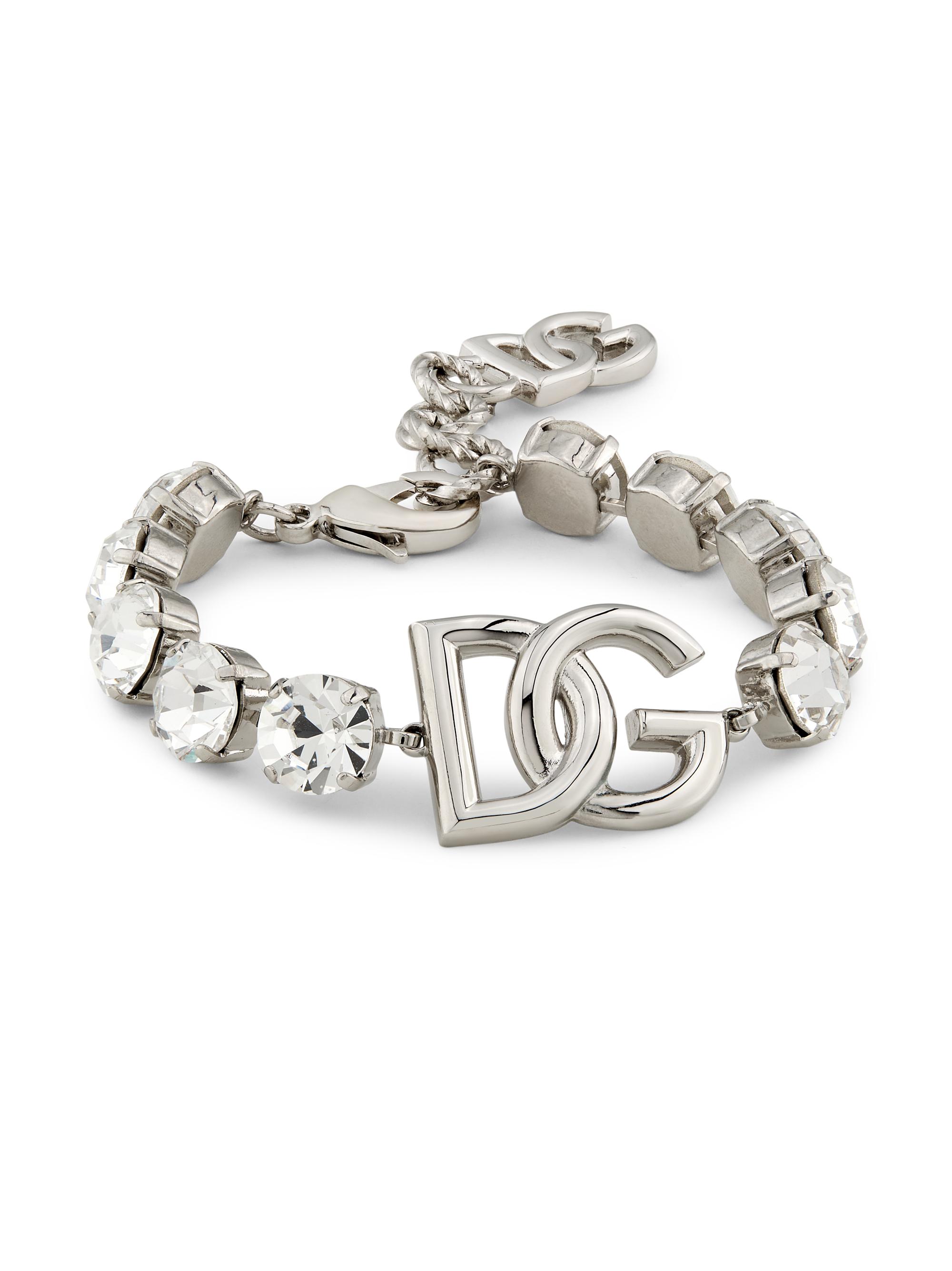 Dolce & Gabbana Women's Goldtone & Crystal Monogram Charm Bracelet - Silver