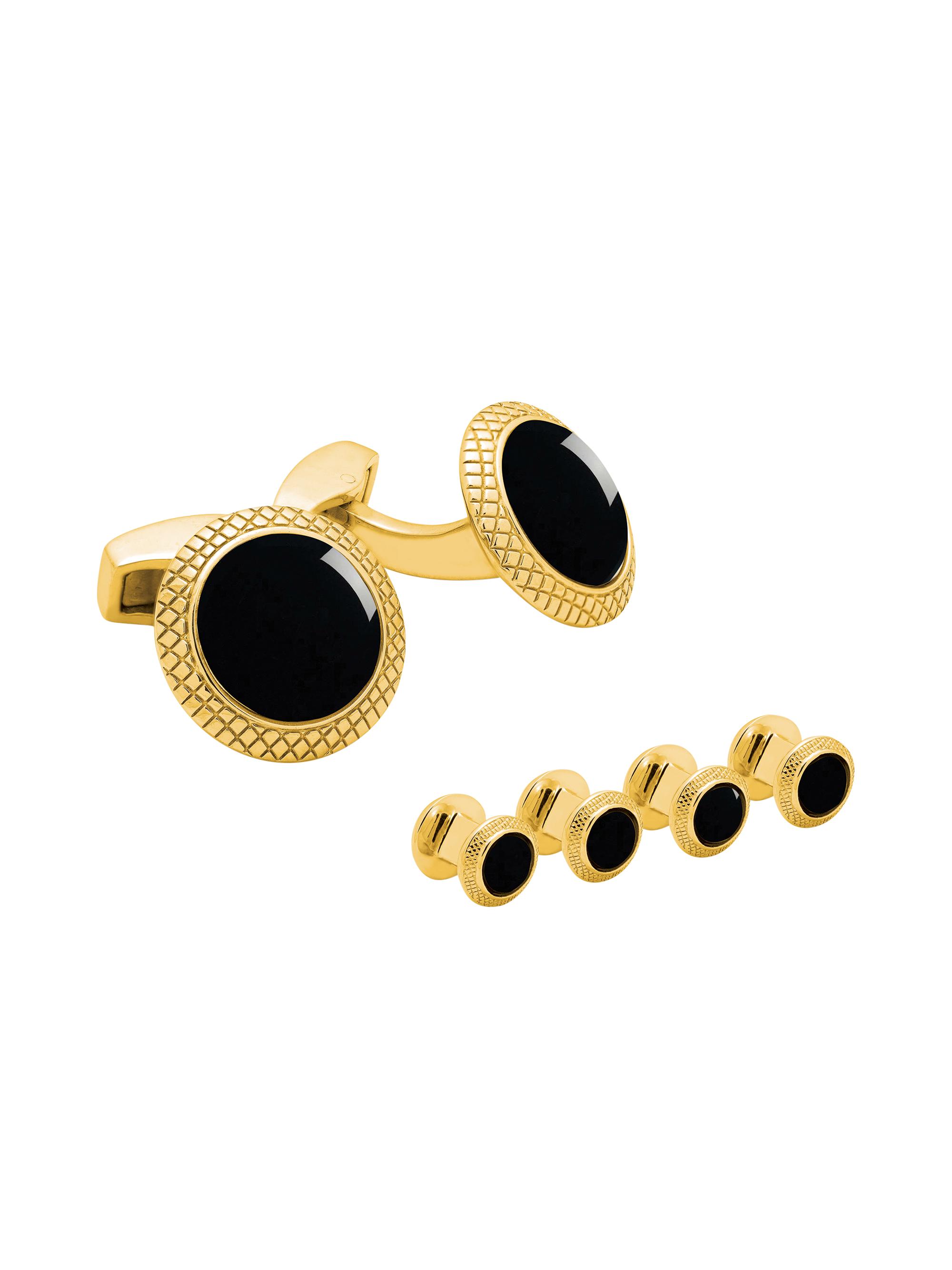 Tateossian Men's 3-Piece Goldplated & Onyx Cufflink & Studs Set - Gold
