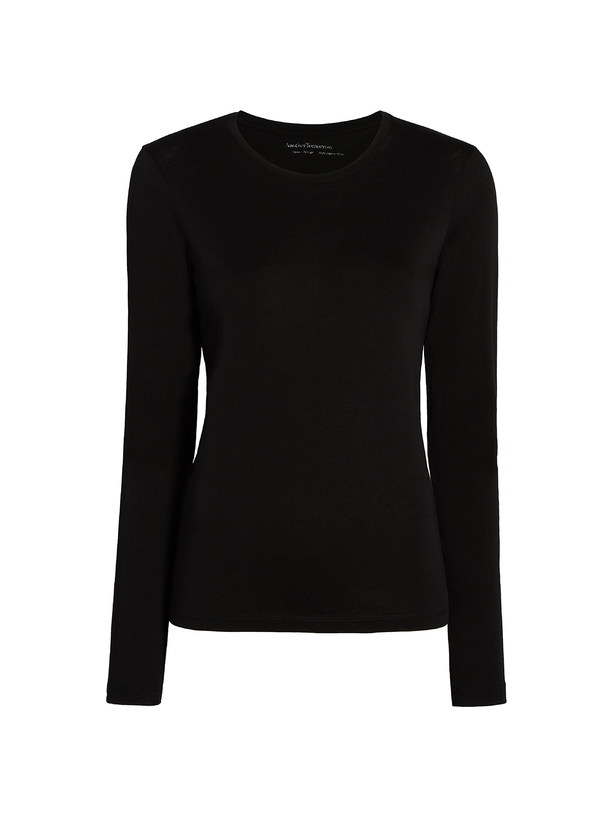 Another Tomorrow Women's Cotton Long-Sleeve T-Shirt - Black