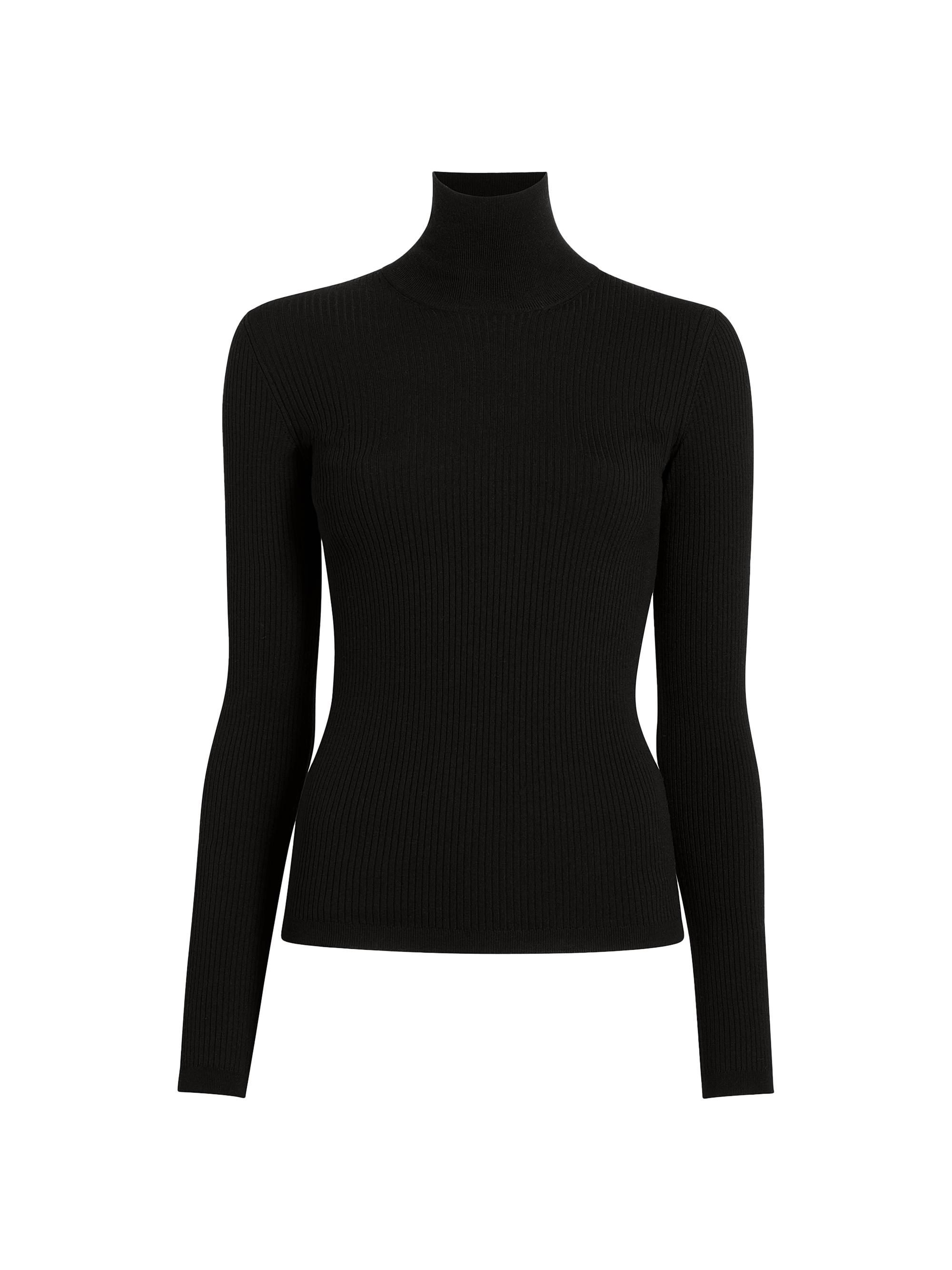 Another Tomorrow Women's Ribbed Wool-Blend Turtleneck Top - Vicuna