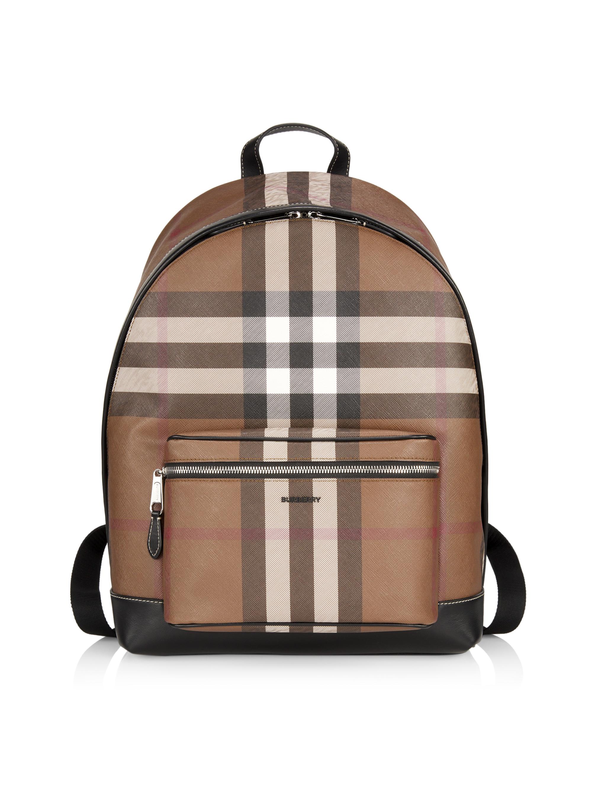 Burberry Men's Jett Check Backpack - Dark Birch Brown