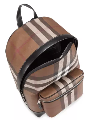 Burberry Check Print Backpack Brown