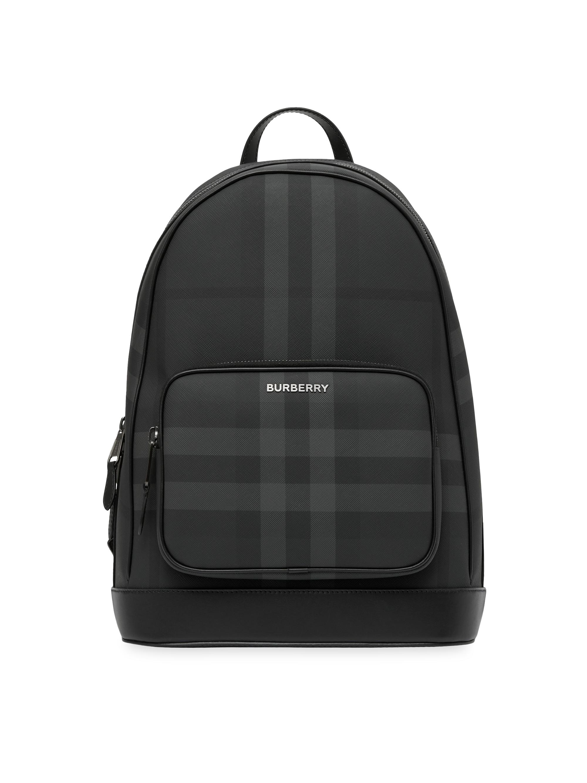 Burberry Men's Rocco Check Backpack - Charcoal
