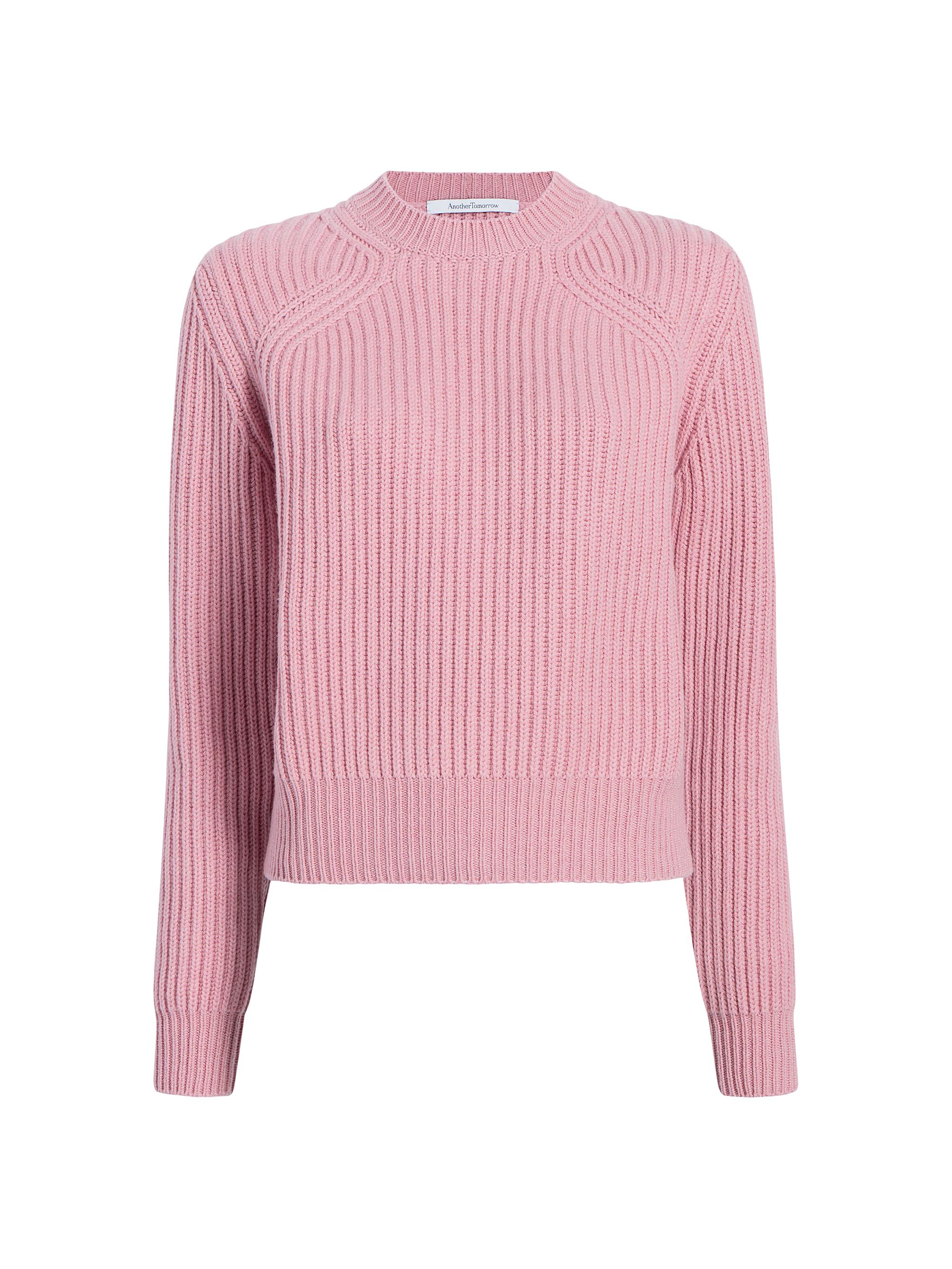 Another Tomorrow Women's Cashmere-Wool Rib-Knit Sweater - Orchid
