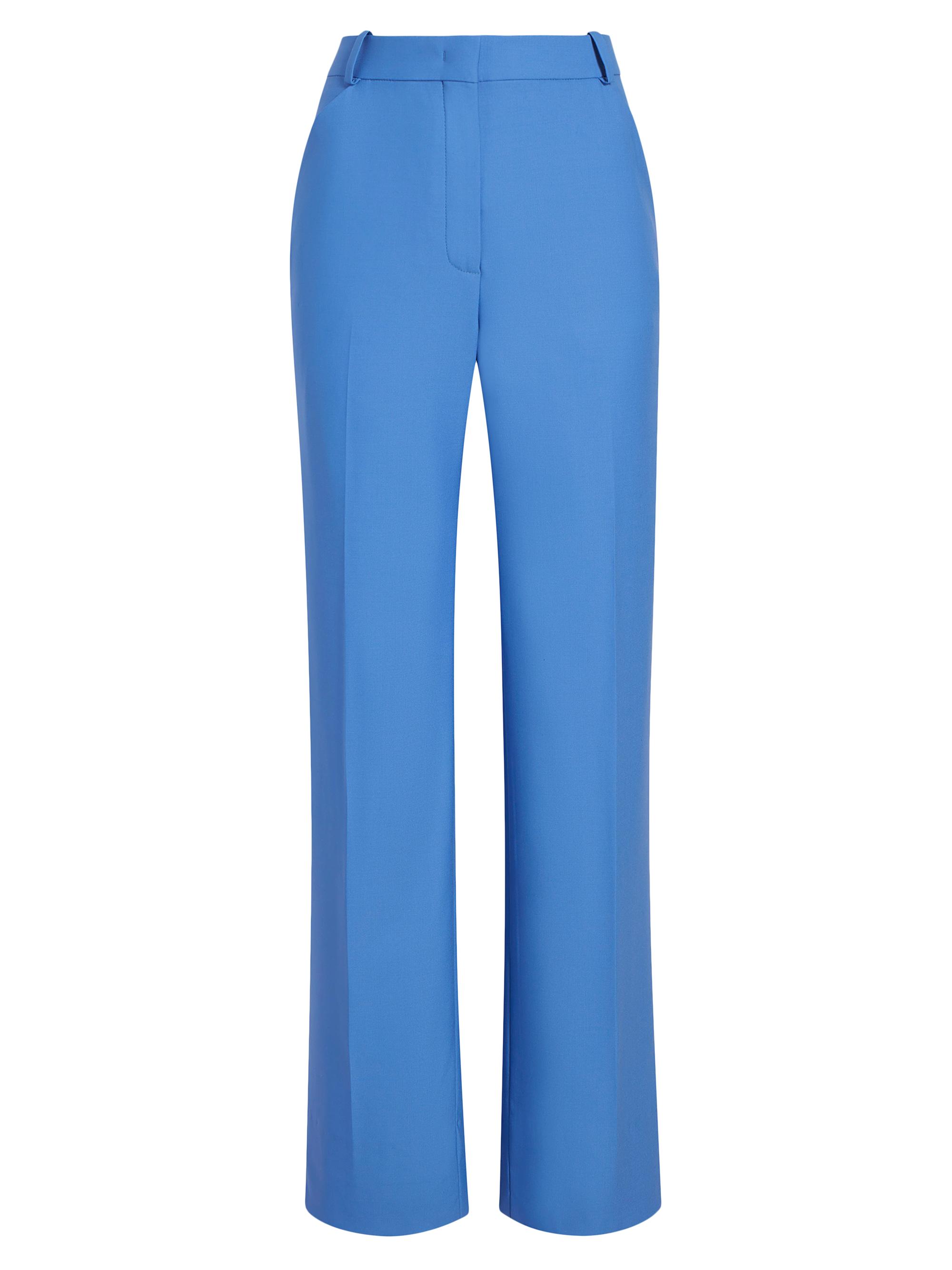 Another Tomorrow Women's Wool Flat-Front Flare Pants - Cornflower