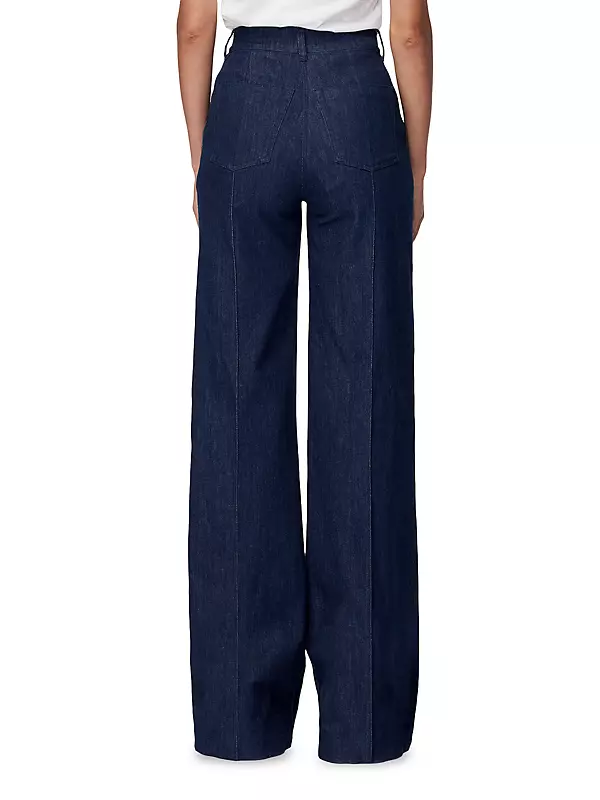 Shop Another Tomorrow High-Waisted Denim Trousers