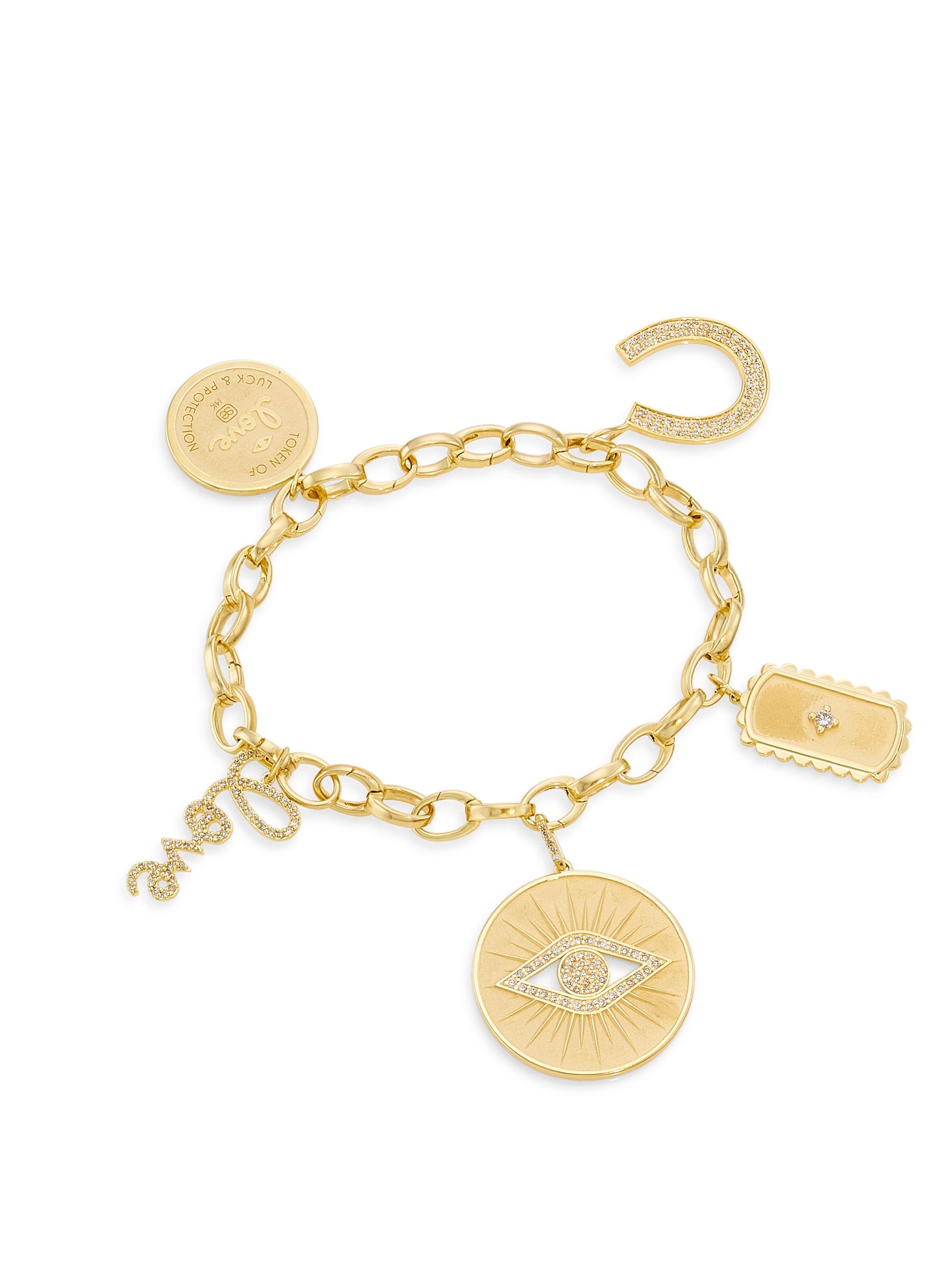 Sydney Evan Women's 14K Gold & 1.68 TCW Diamond Charm Bracelet