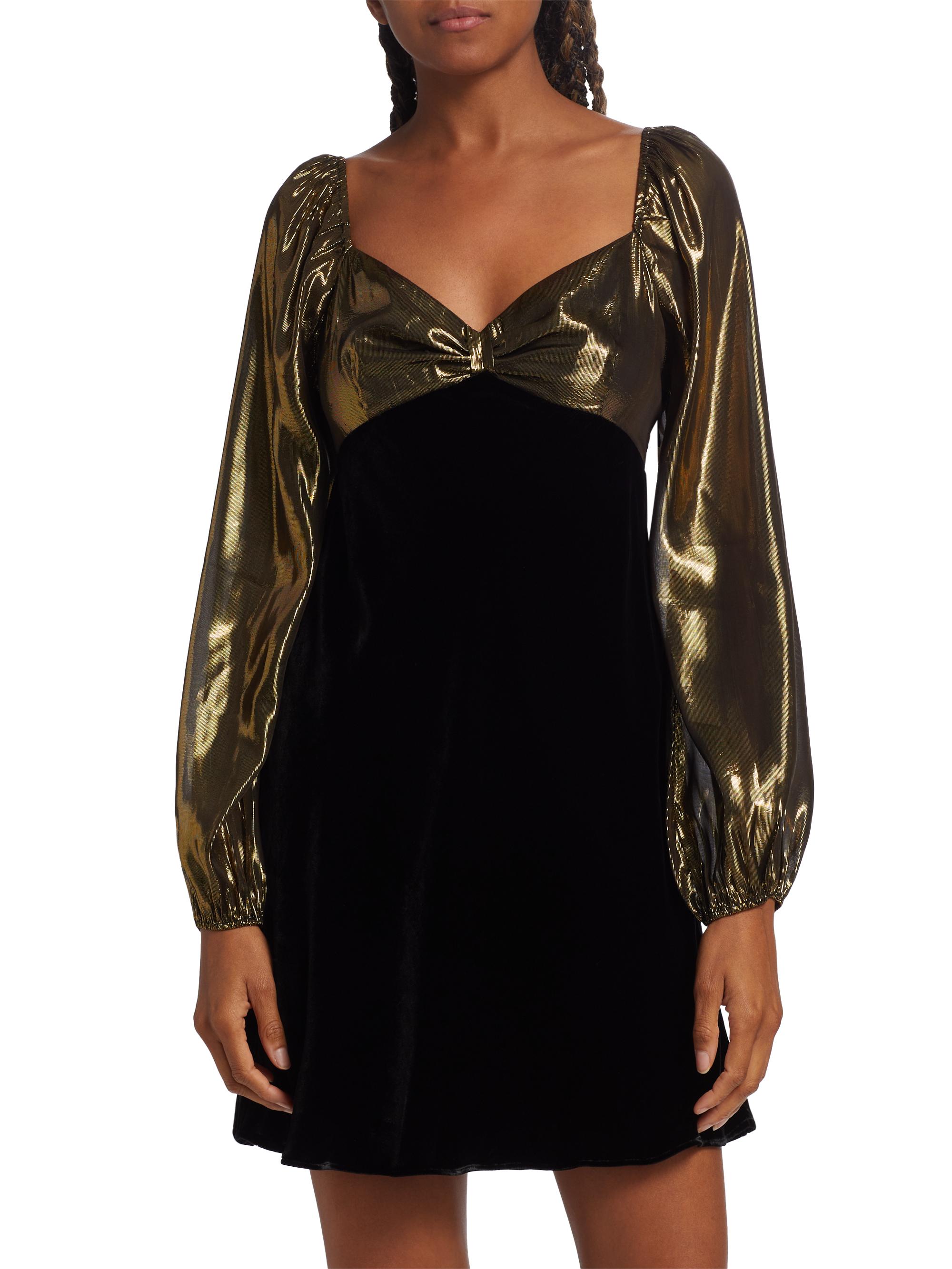 rixo metallic dress Rixo Paris Metallic & Velvet Cocktail Dress