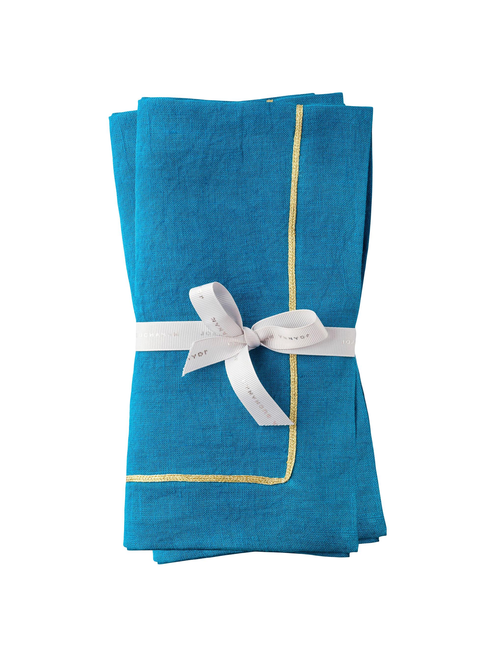 Joanna Buchanan Linen Dinner Napkins 2-Piece Set - Turquoise