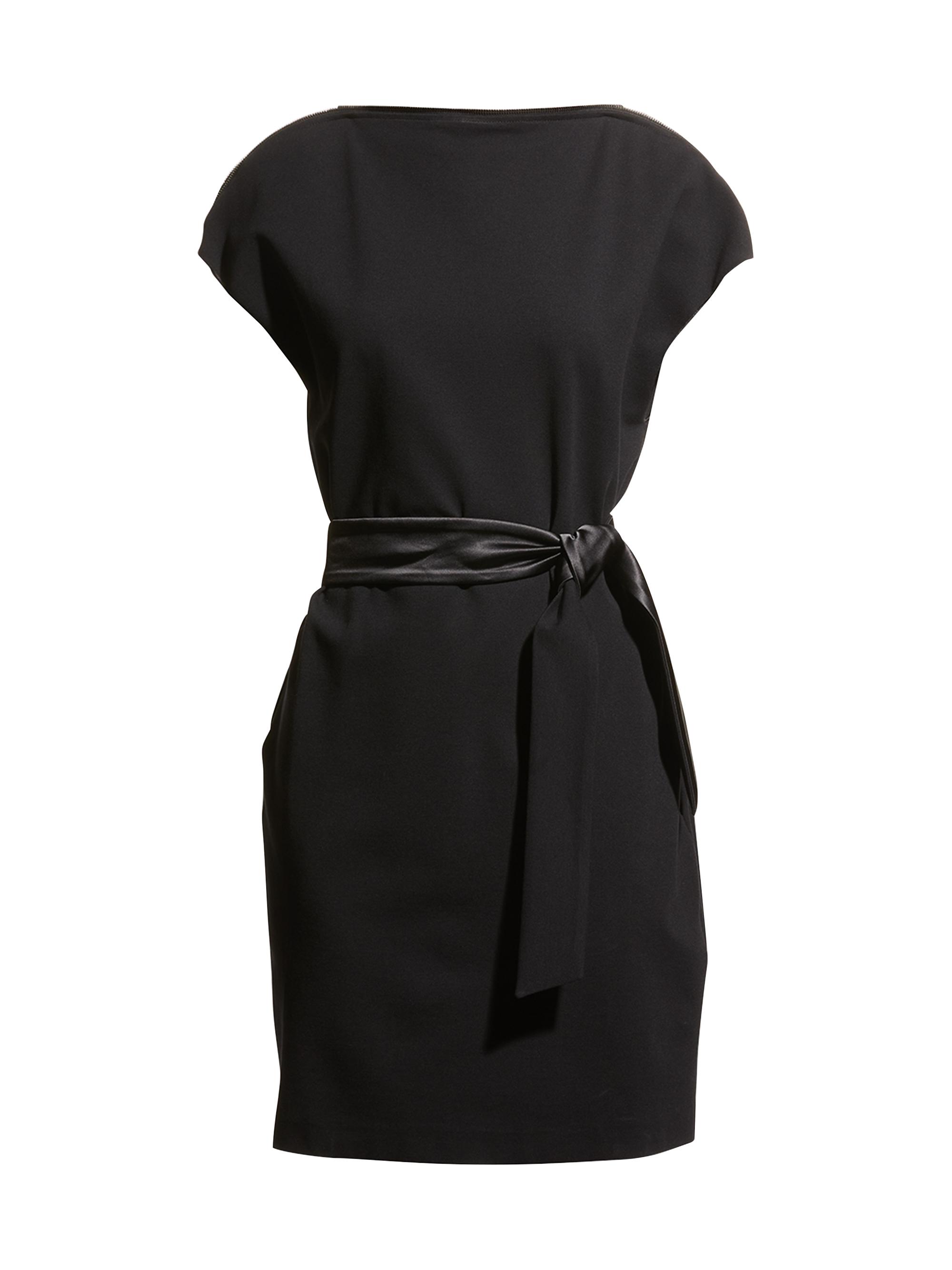 Emporio Armani Women's Satin Belt Cap-Sleeve Sheath Dress - Black