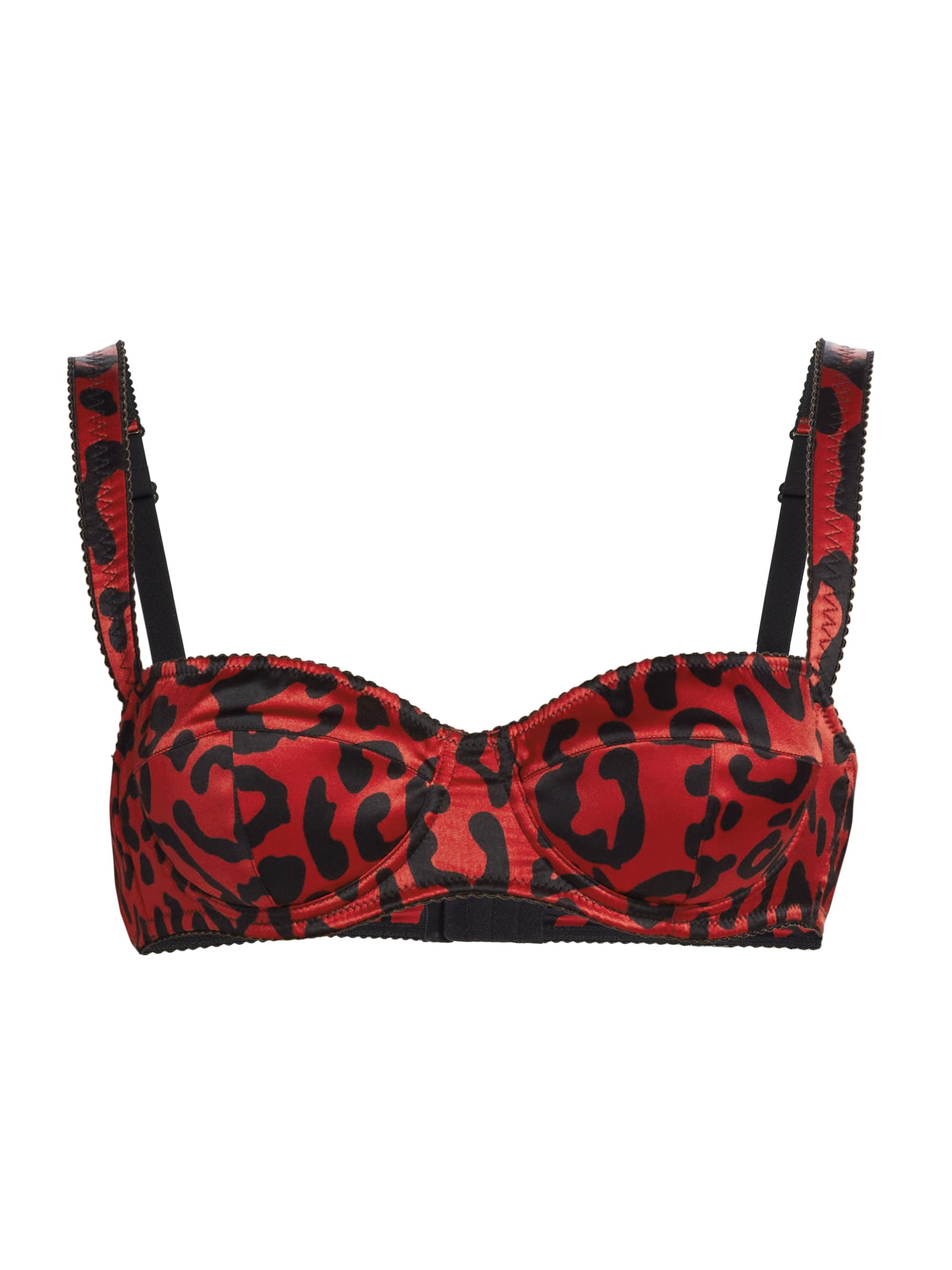 Dolce & Gabbana Women's Leopard-Print Silk Demi Bra - Leopard Nero
