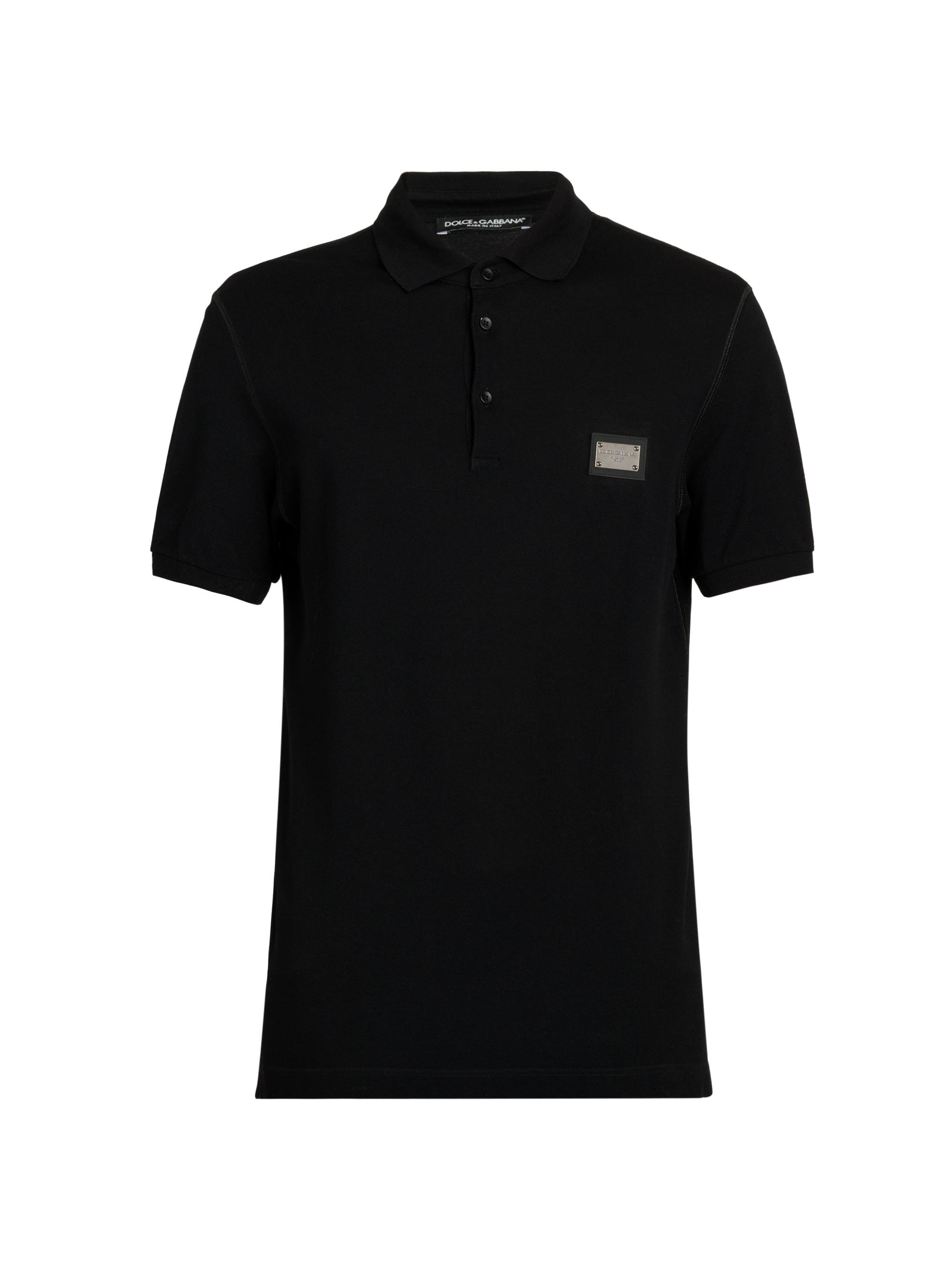 Dolce & Gabbana Men's Metal Plaque Piquet Polo Shirt - Nero